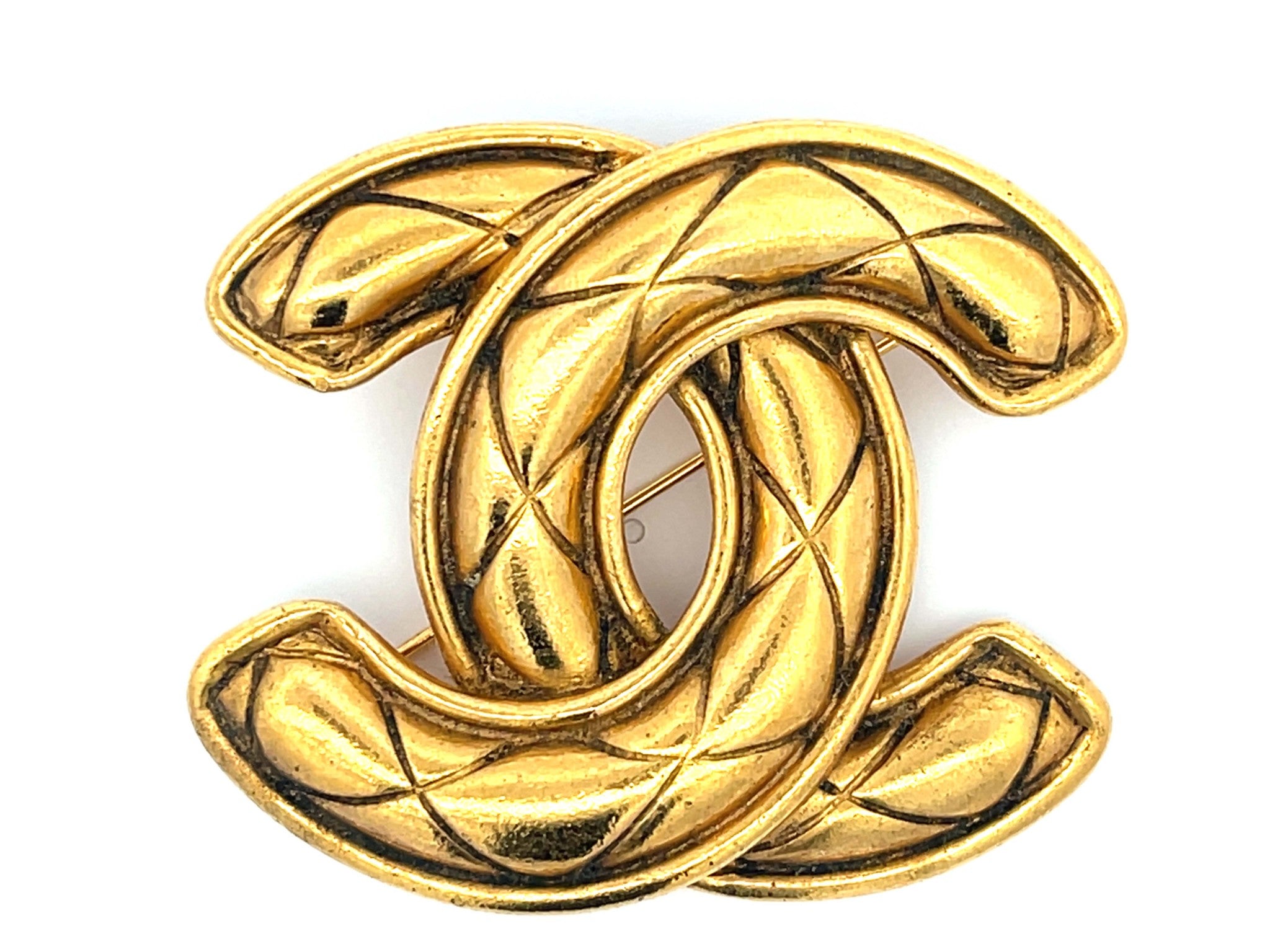 CHANEL Vintage Quilted CC Brooch