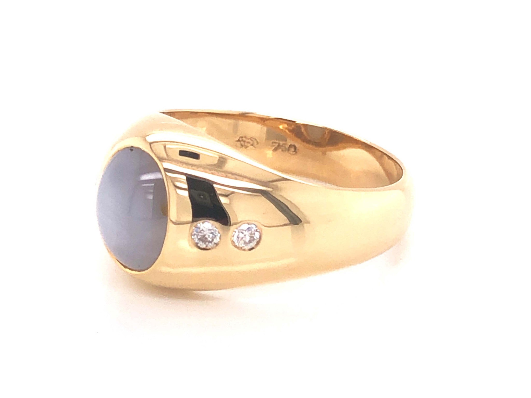 Star Sapphire and Diamond Pinky Ring - 18k Yellow Gold