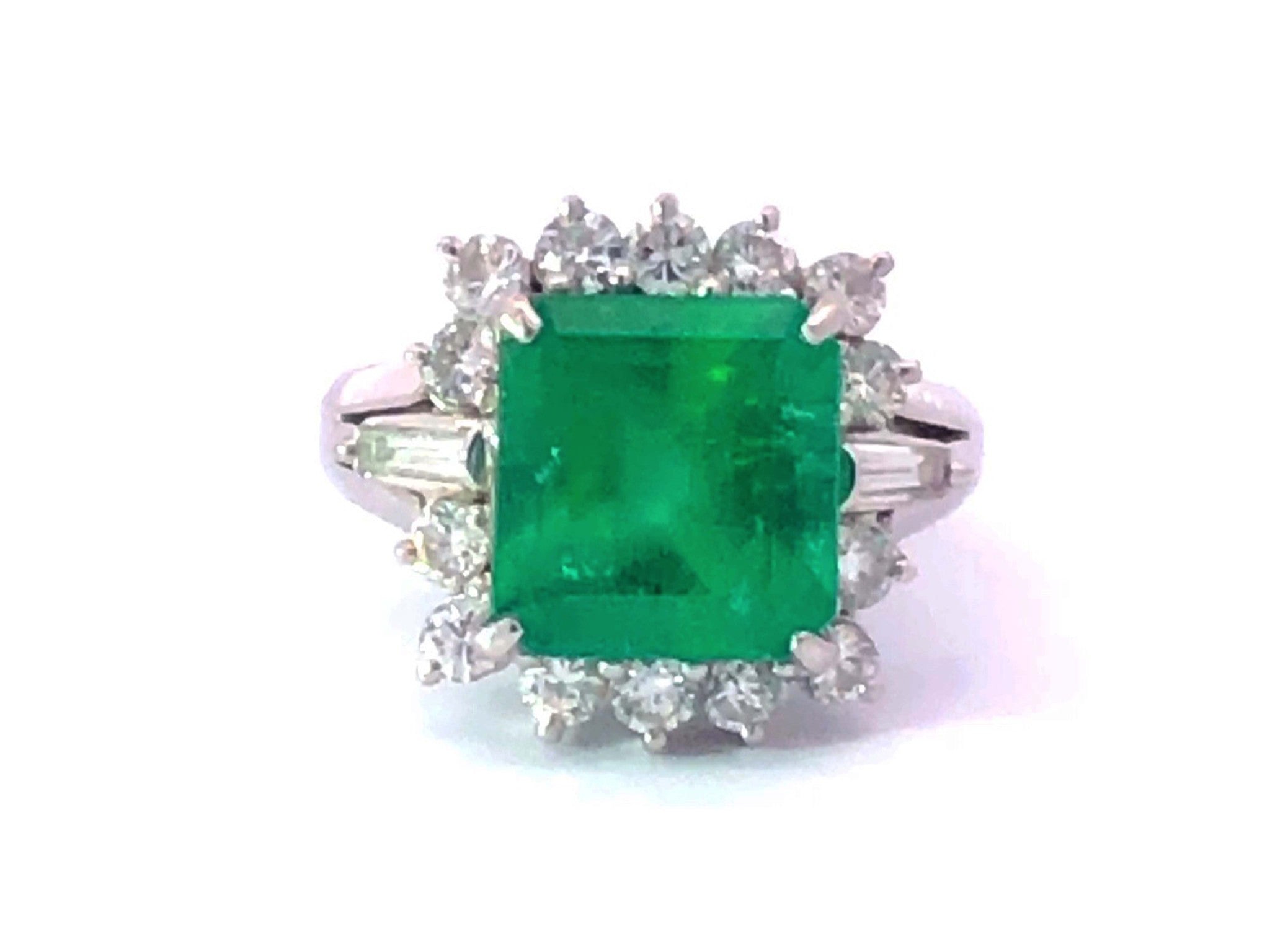 GIA Rare 4.24 ct. Fine Colombian Emerald & Diamond Platinum Ring