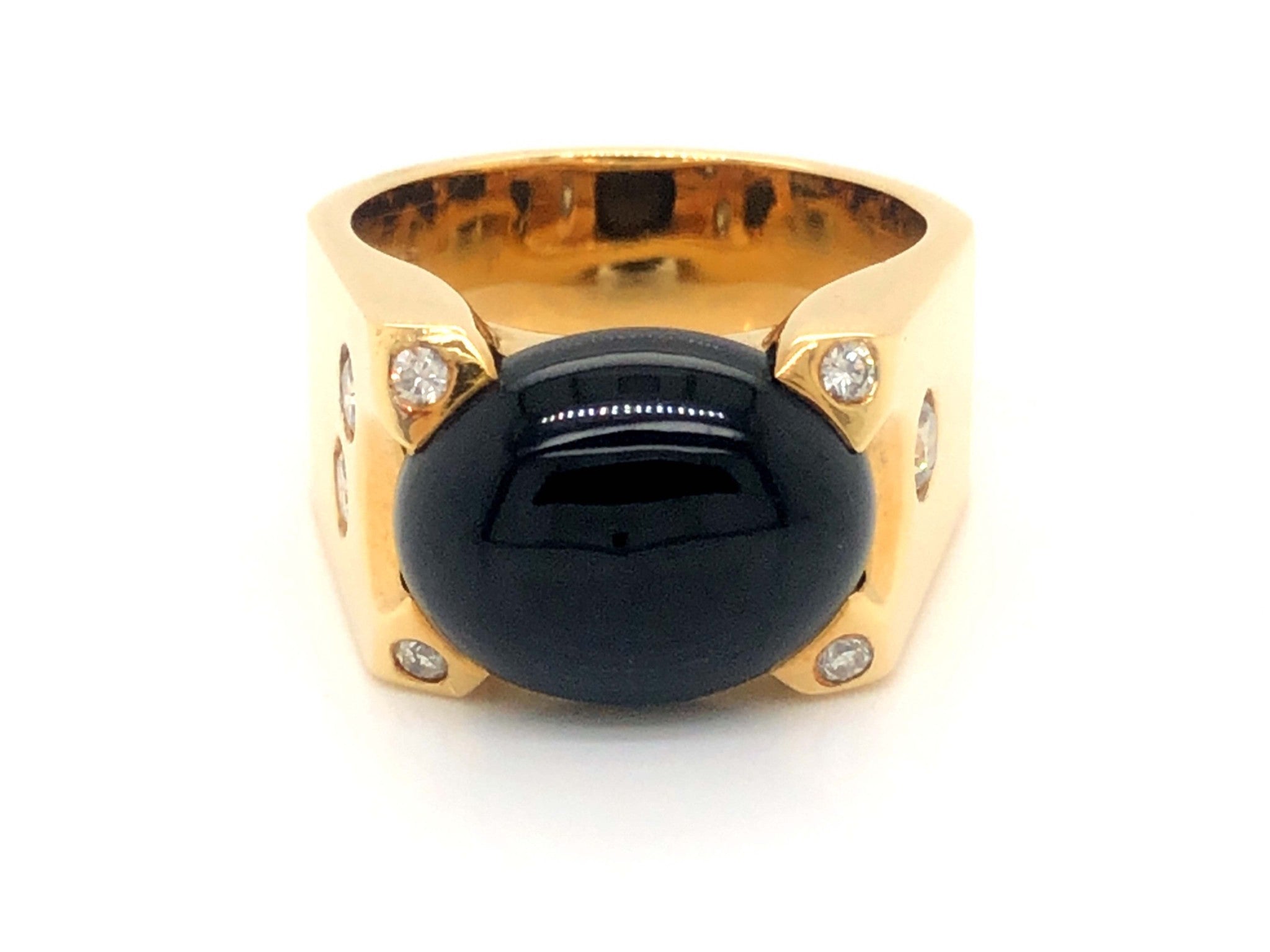 Men's Modern Black Jade and Diamond Ring Solitaire Jewelers