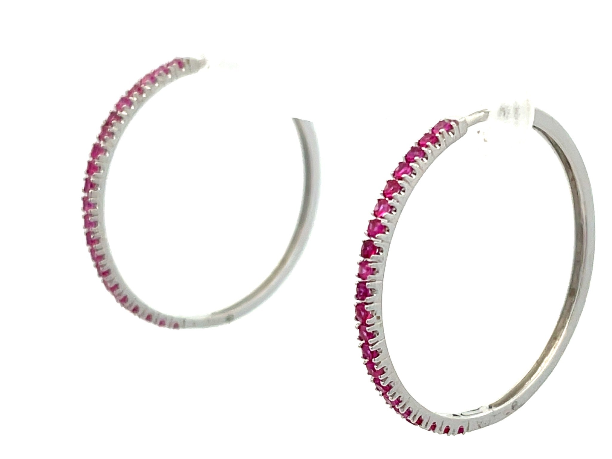 Ruby Hoop Earrings in 18k White Gold
