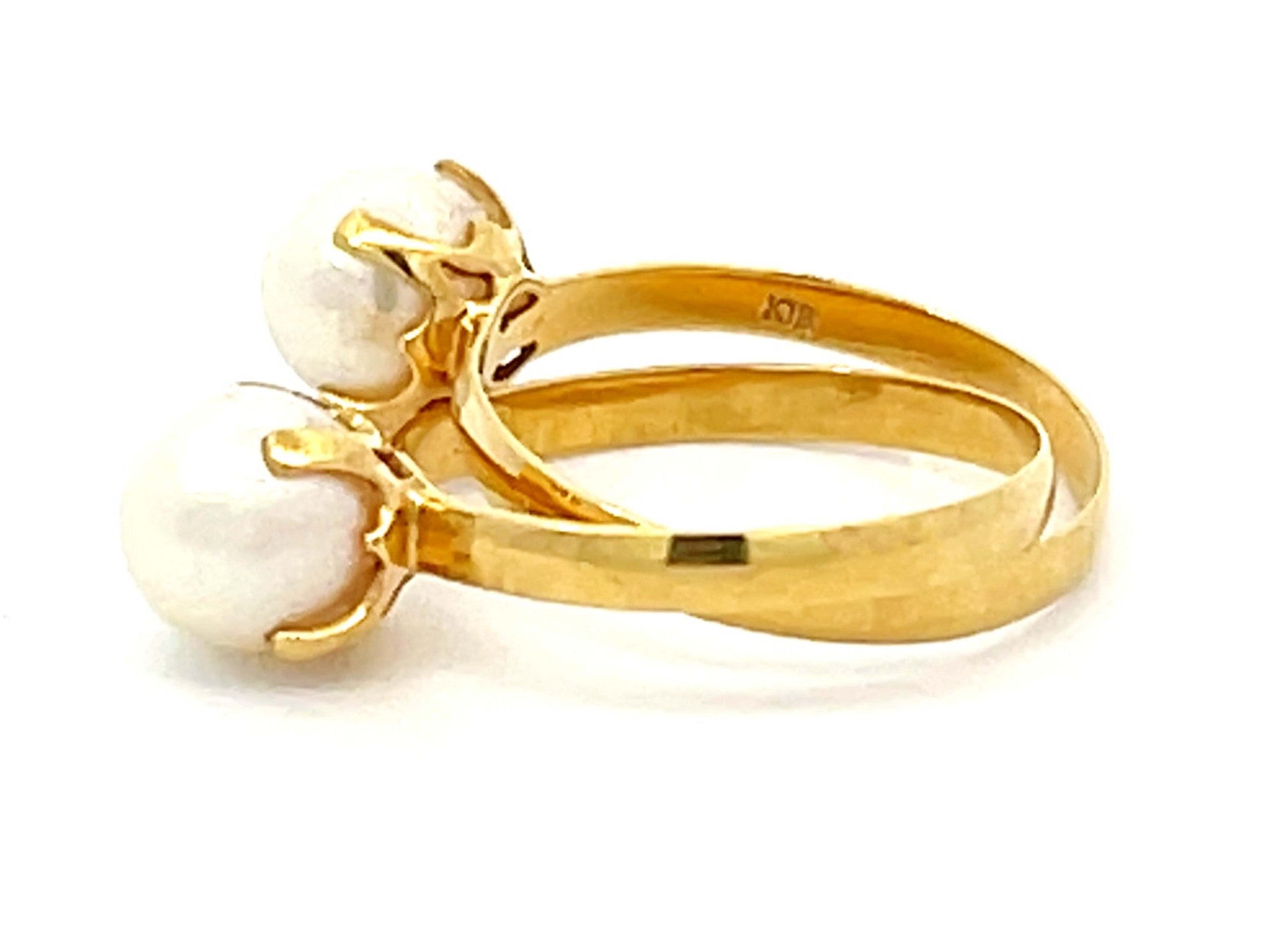 Double Pearl Ring in 18k Yellow Gold - Shop Fine Jewelry – SOLITAIRE ...