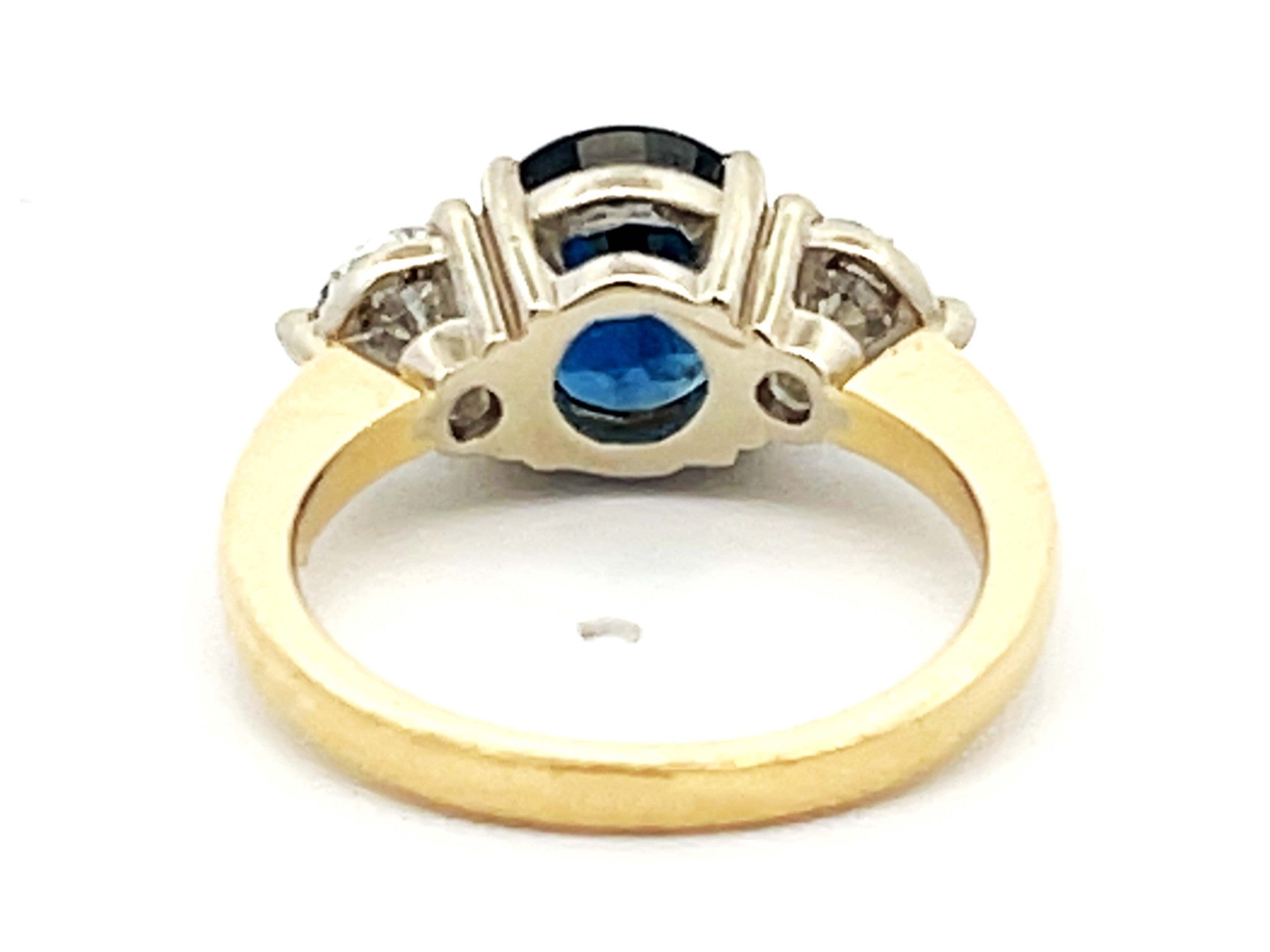 GIA Blue Sapphire and Diamond Ring 14K Yellow Gold