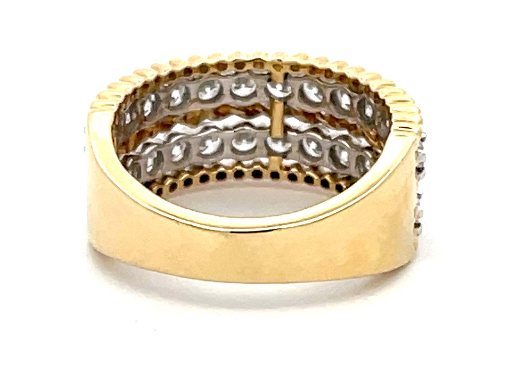 Double Diamond Row Band Ring in 14k Yellow Gold