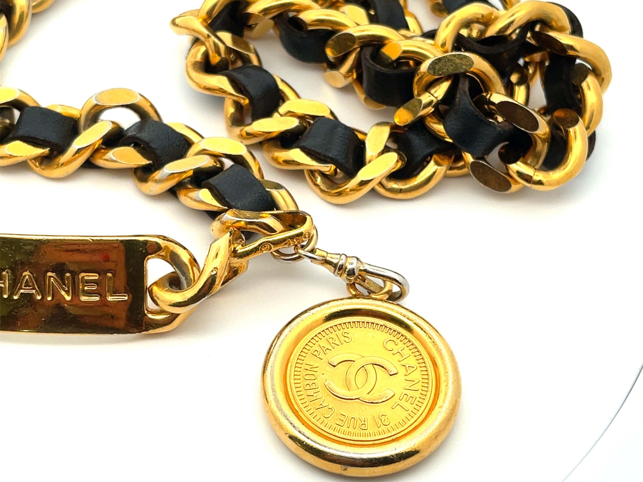 CHANEL Chain and Leather Loop CC Medallion Belt