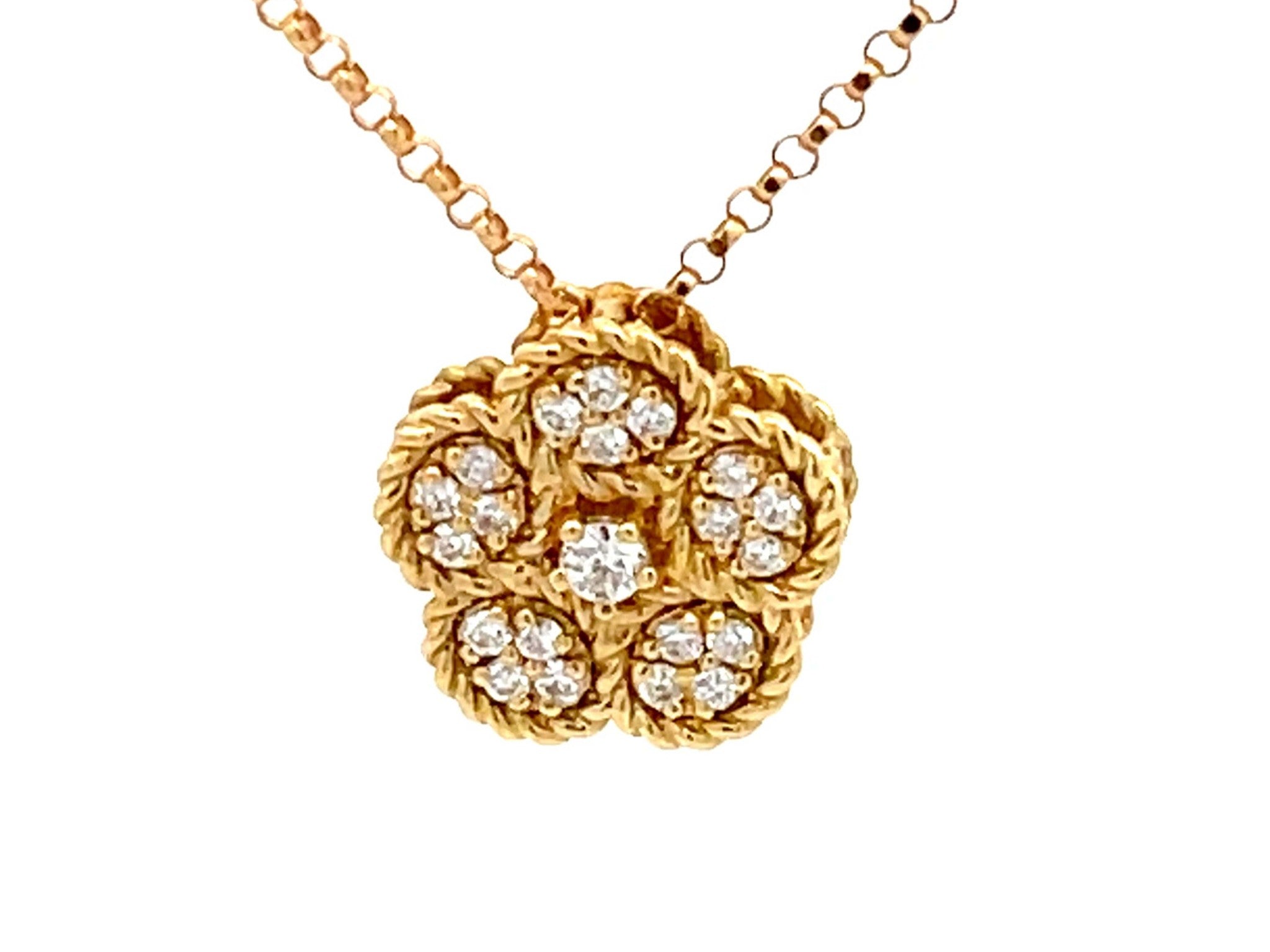 Roberto Coin Diamond Daisy Necklace in 18k Yellow Gold