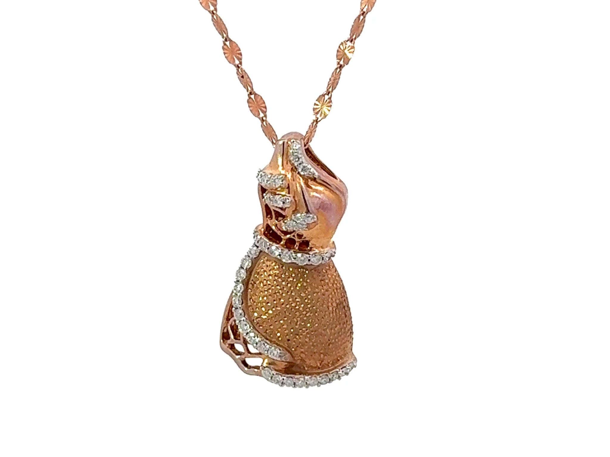 Diamond Dress Pendant Necklace 18k Rose Gold