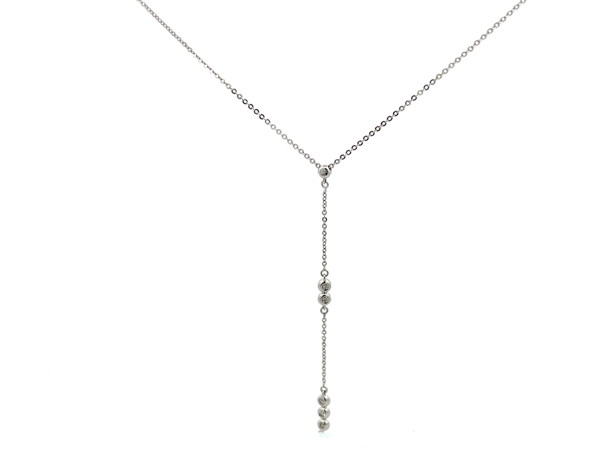 Multi Diamond Y-Drop Necklace in 14k White Gold
