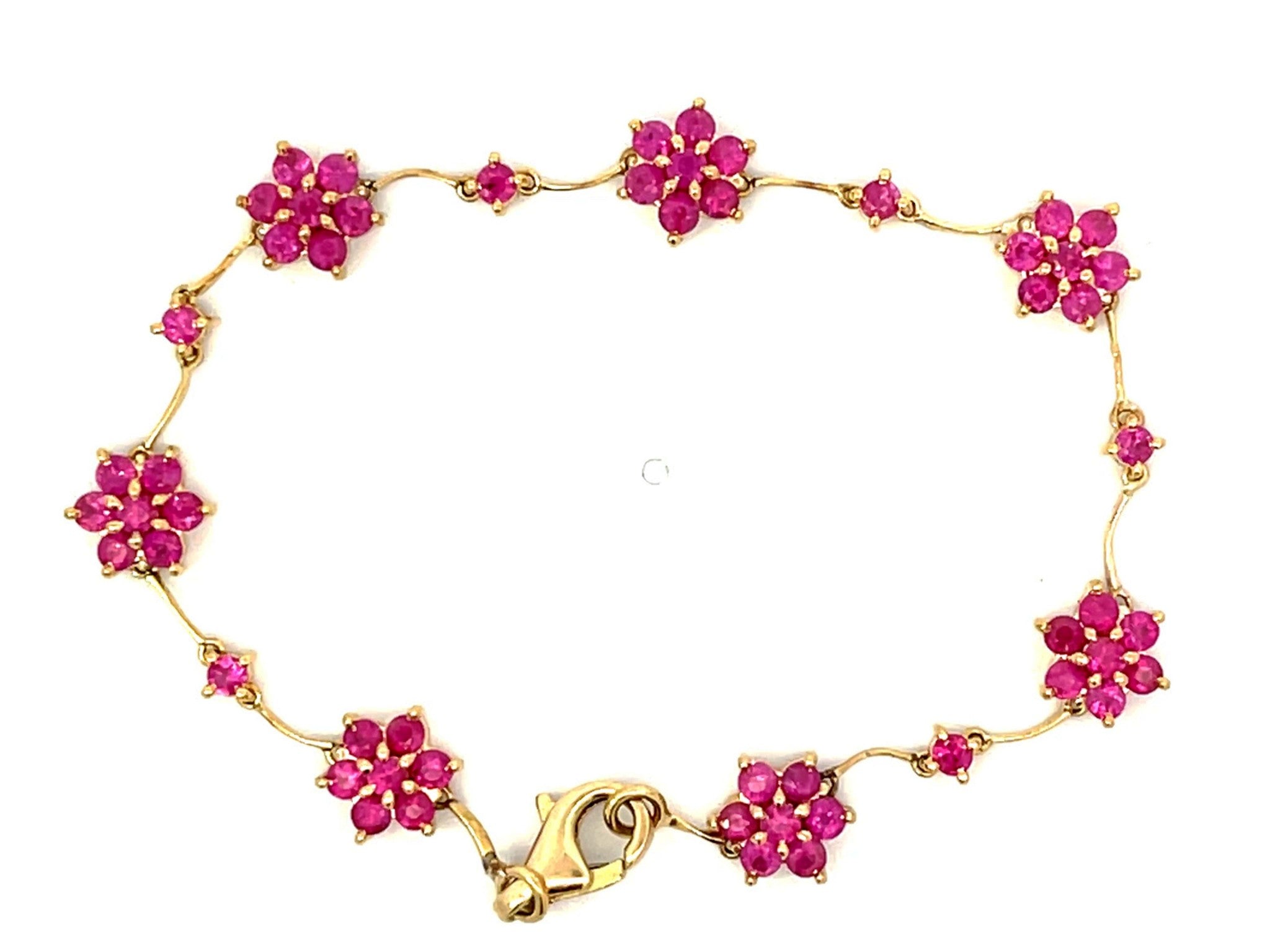 Ruby Flower Bracelet in 18k Yellow Gold