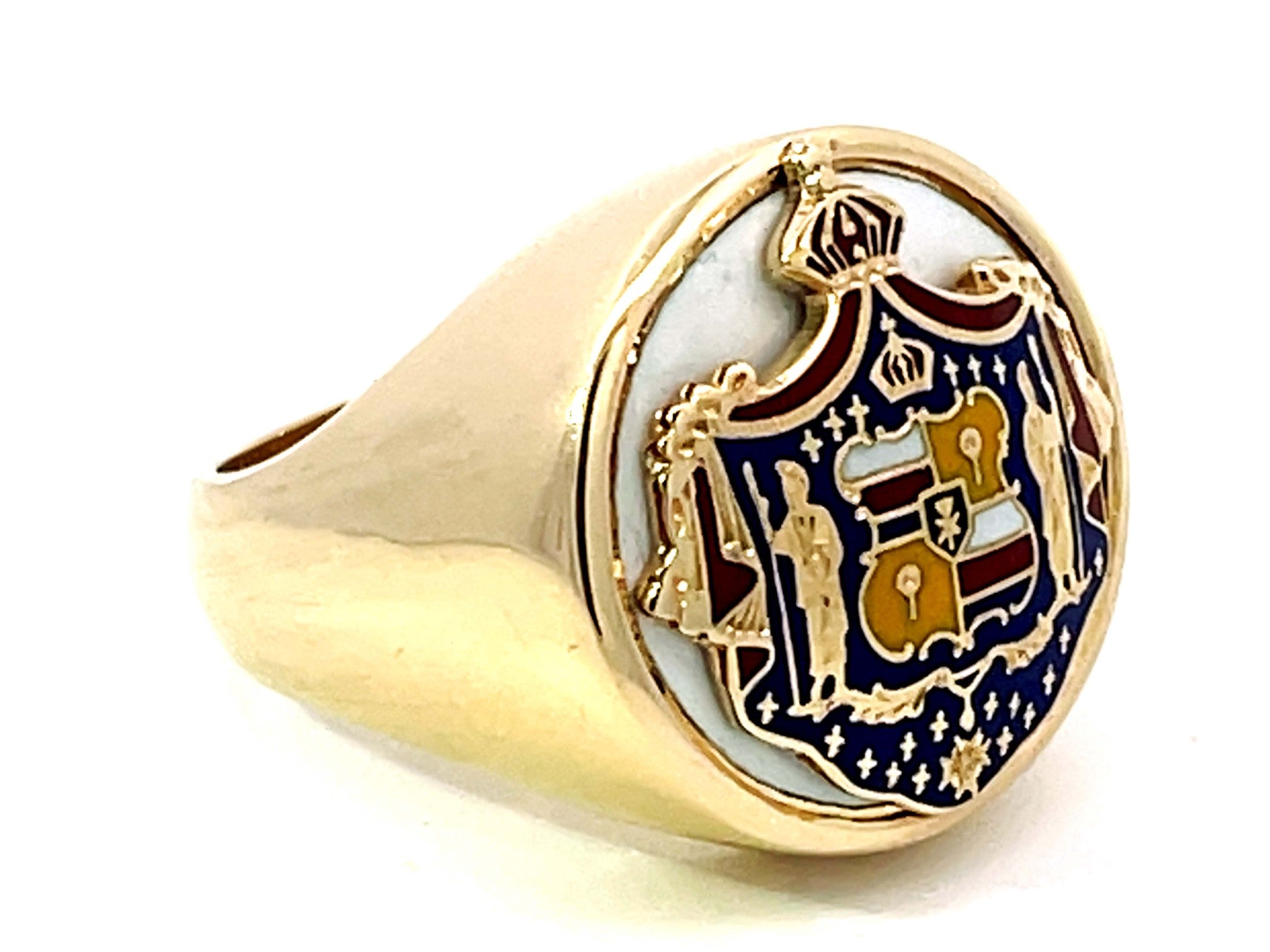 Antique Ribbed Gold Crest Men's Ring
