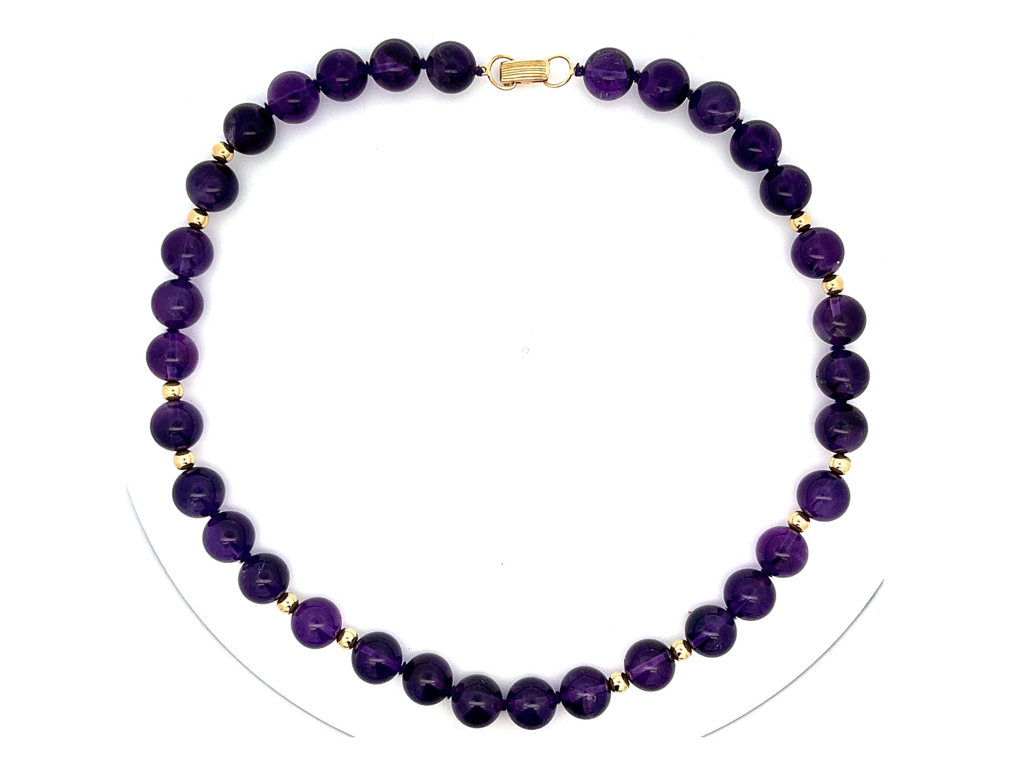 Rare Mings Hawaii Amethyst and Gold Bead Strand Necklace