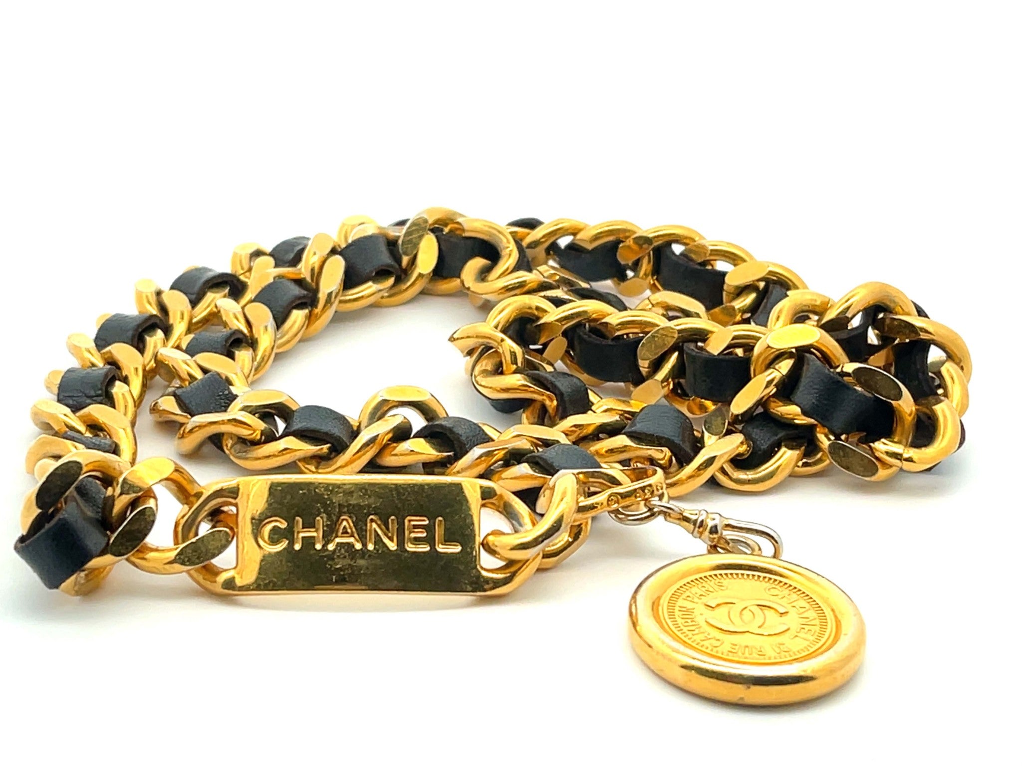 Shop CHANEL Chain &Leather Loop CC Medallion Belt Shop CHANEL Chain &Leather Loop CC Medallion Belt