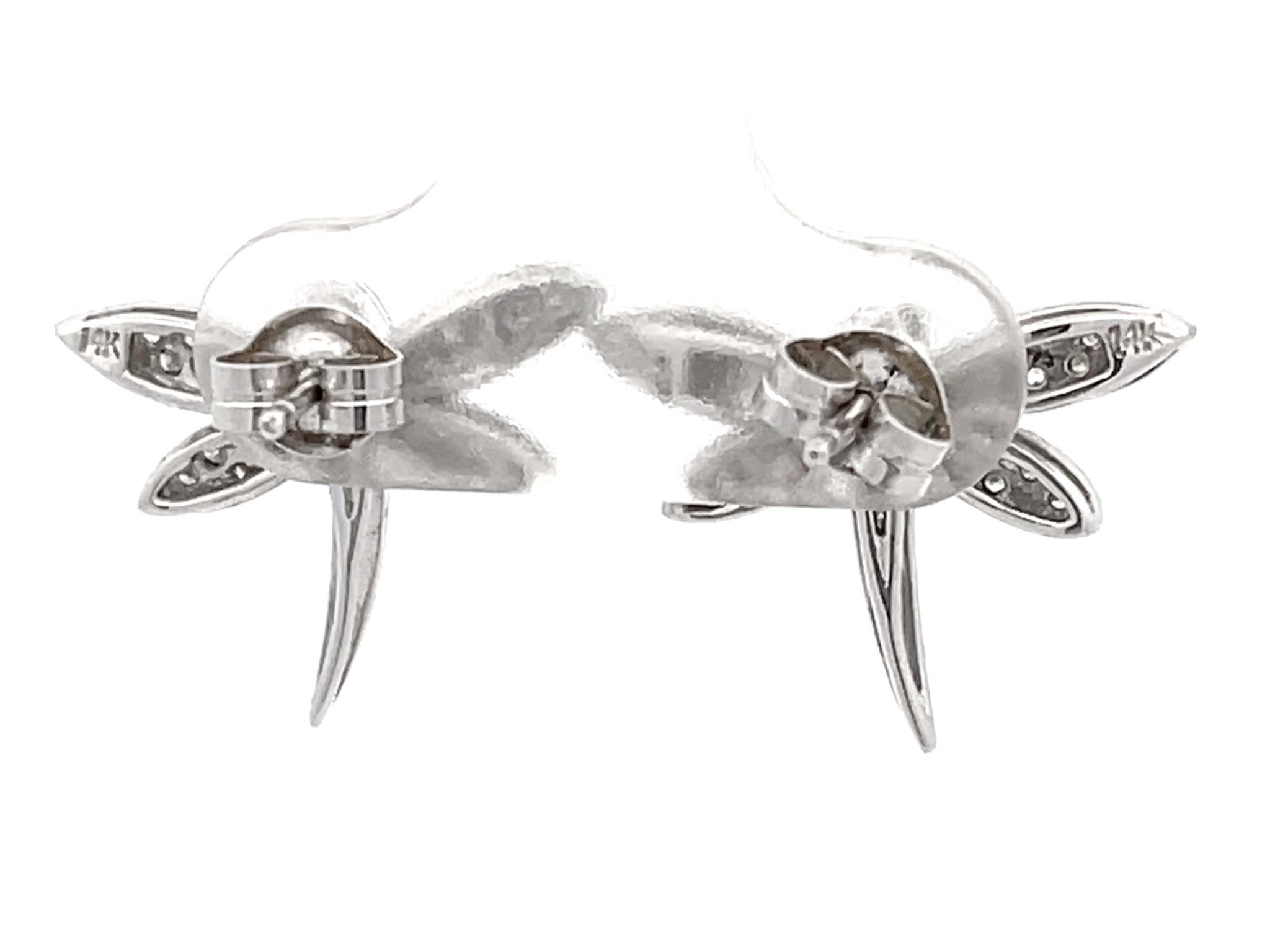 Diamond Dragonfly Earrings in 14k White Gold