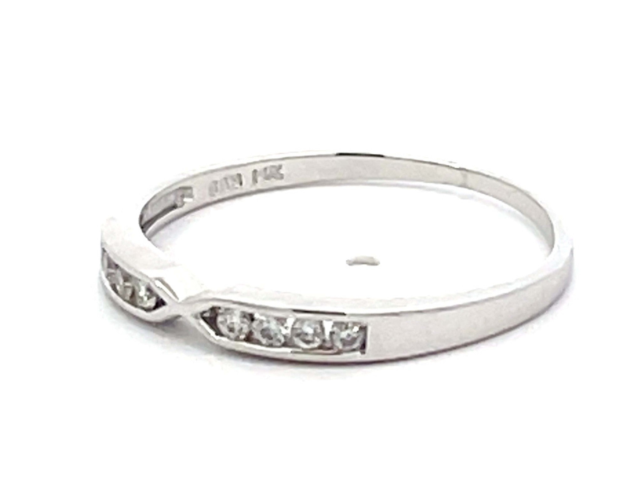 Thin Diamond Stackable Band Ring 14k White Gold
