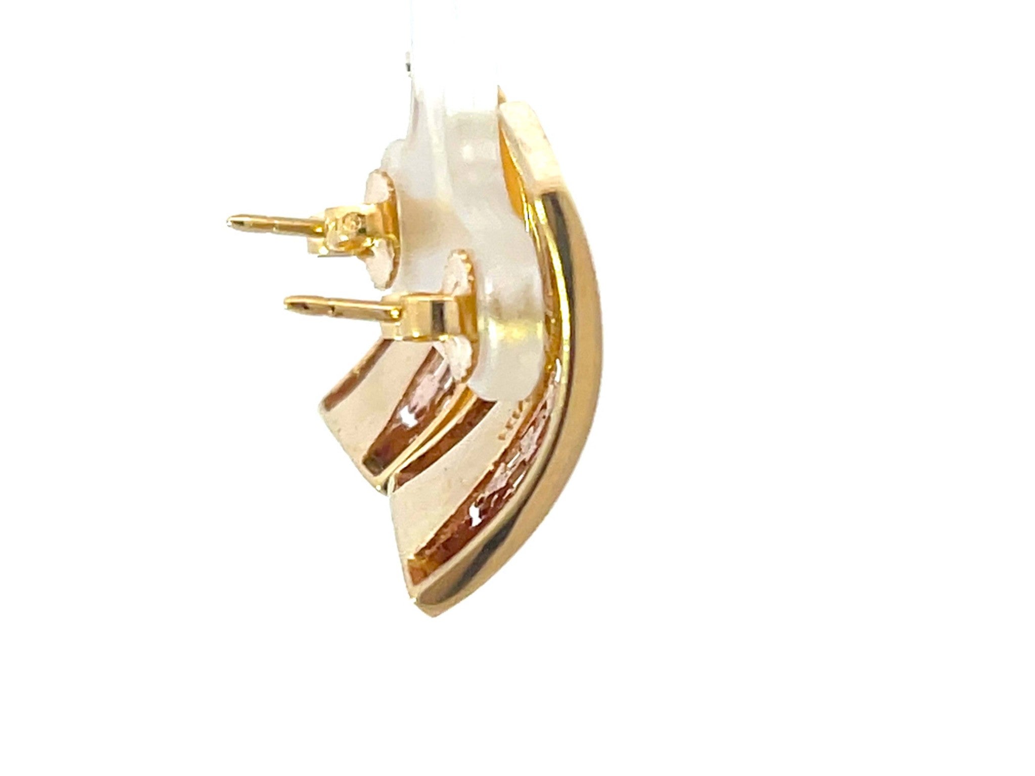 Mings Hawaii Pierced Longevity Rectangle Earrings in 14k Yellow Gold