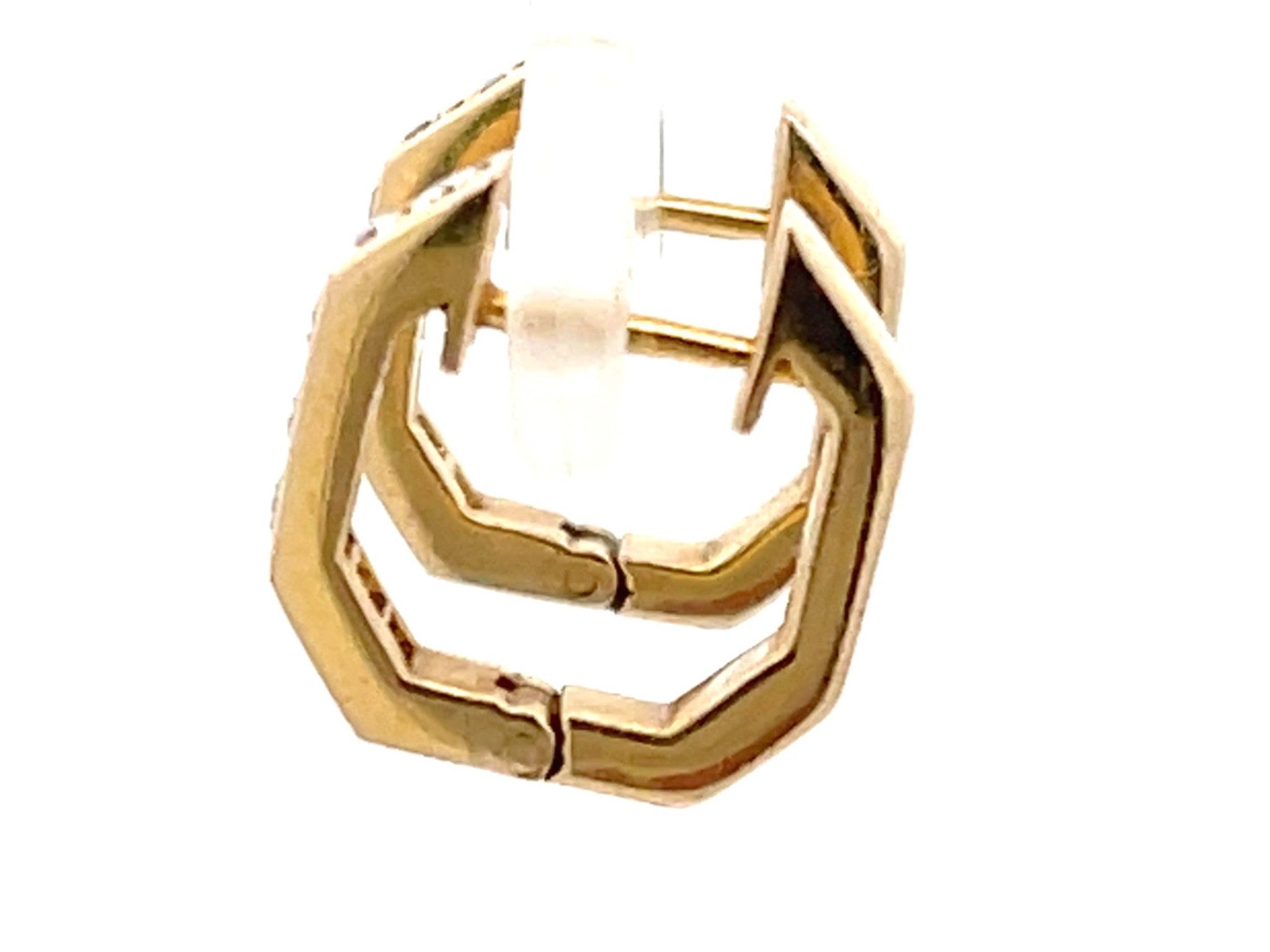 Small Hoop Channel Set Diamond Earrings in 14k Yellow Gold