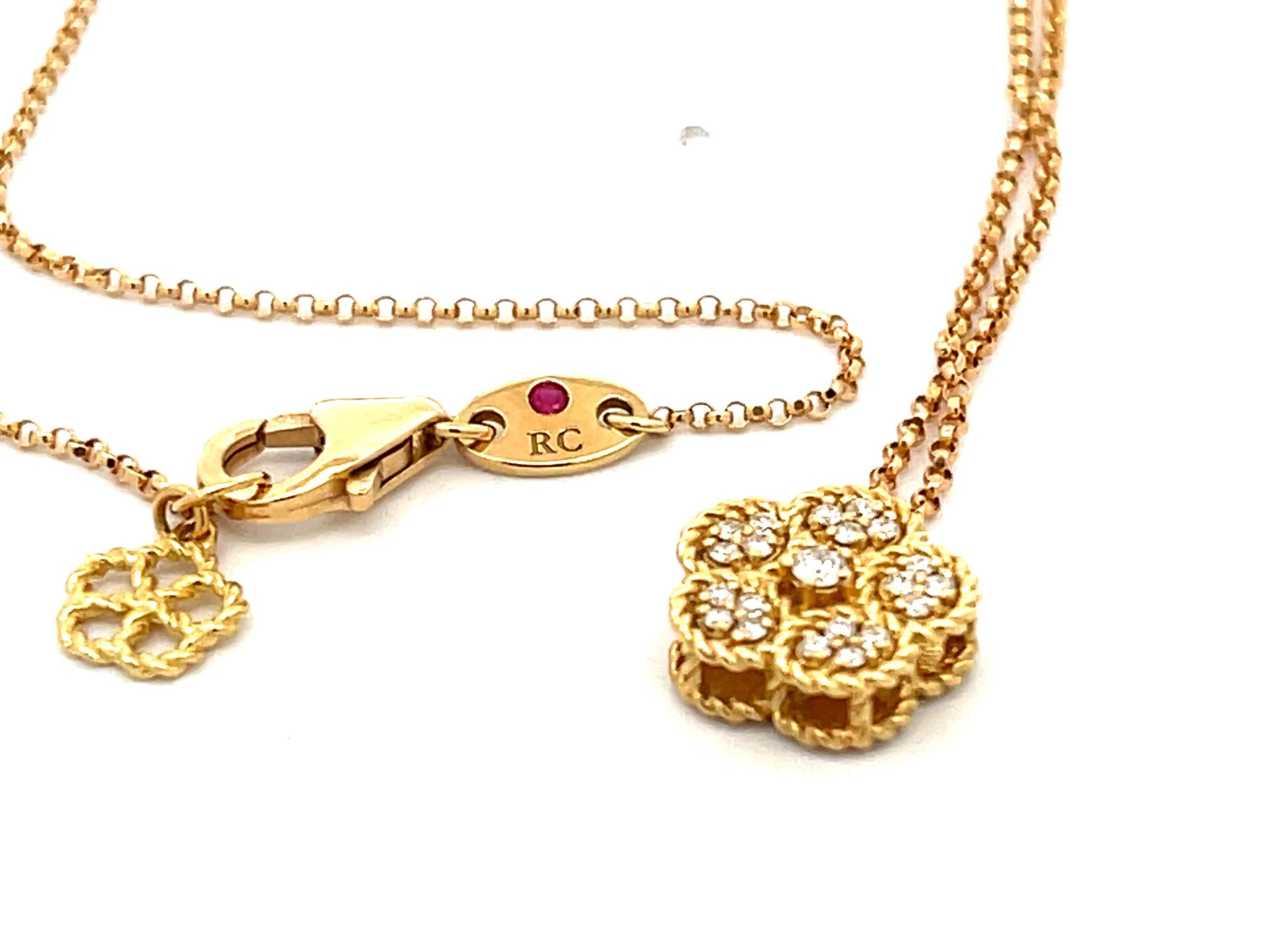 Roberto Coin Diamond Daisy Necklace in 18k Yellow Gold