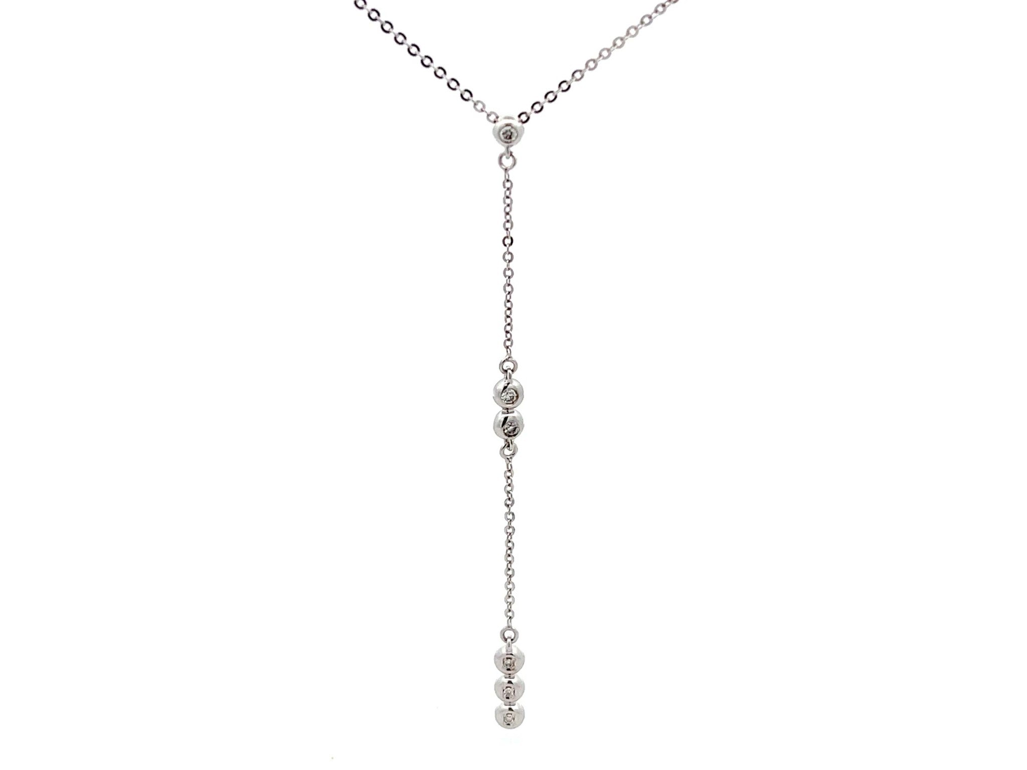 Multi Diamond Y-Drop Necklace in 14k White Gold