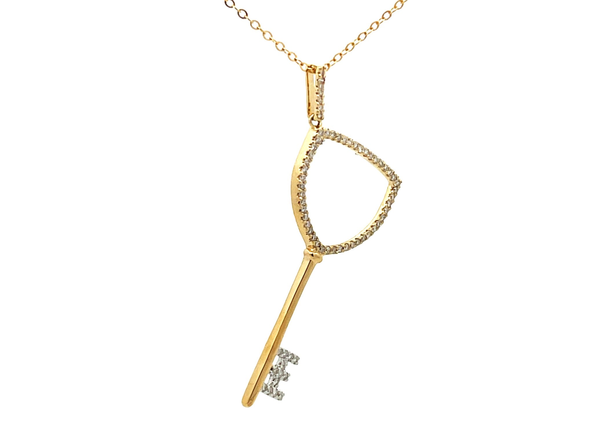 Diamond Key Necklace in 14k Yellow Gold