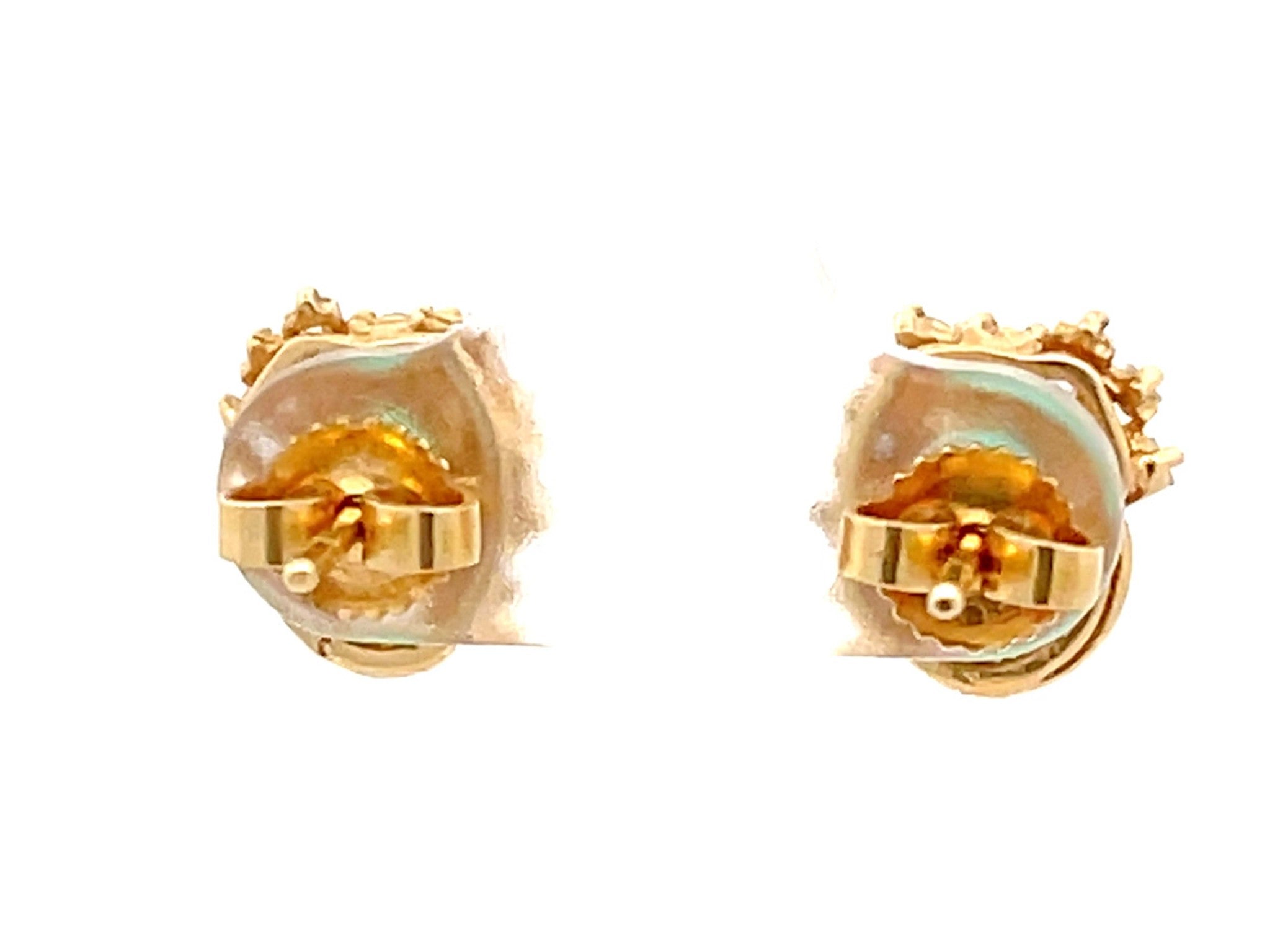 Columbian Emerald and Diamond Halo Stud Earrings in 18k Yellow Gold