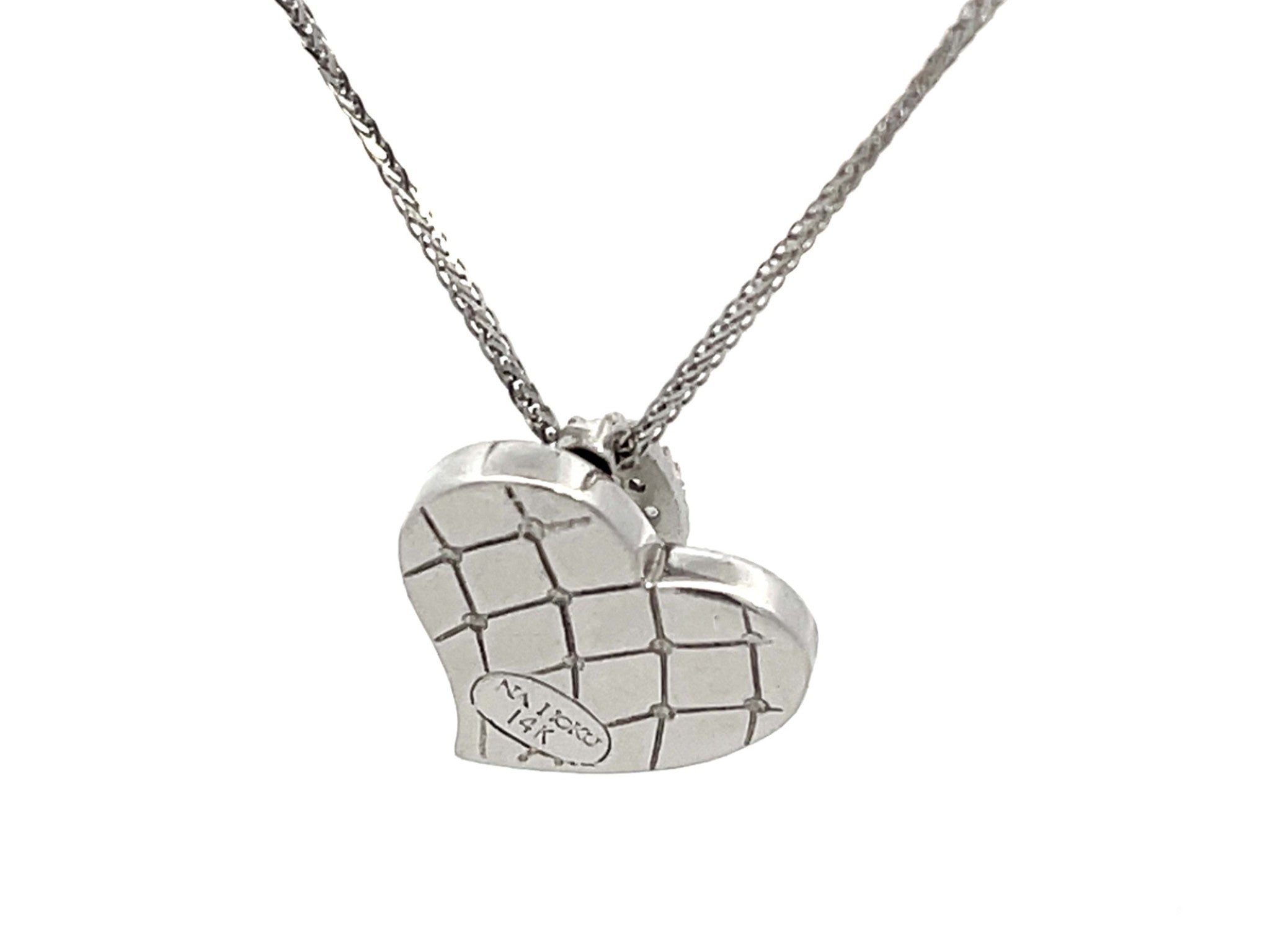 Na Hoku Diamond Heart Necklace in 14k White Gold
