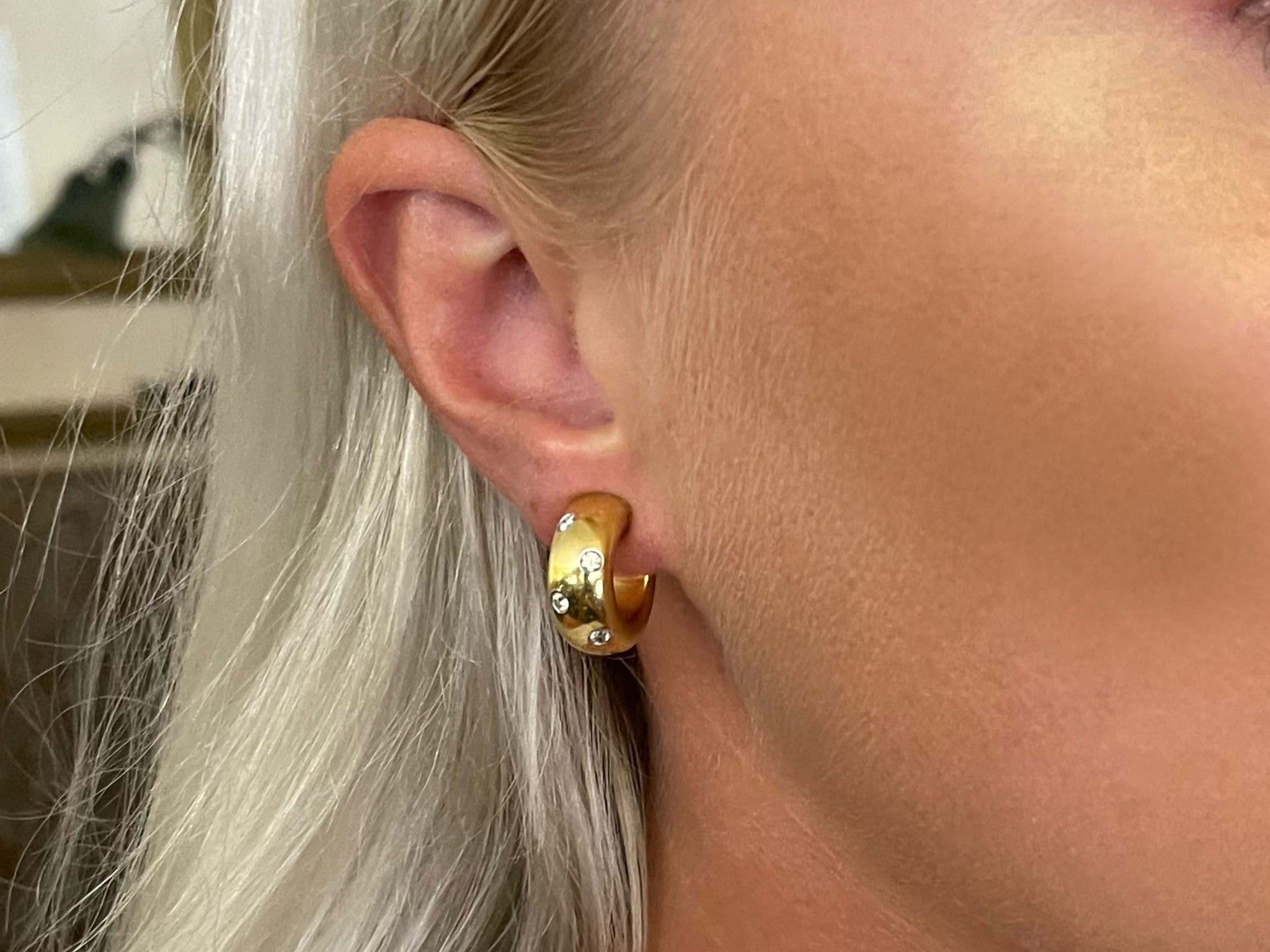 Tiffany & Co. Etoile Diamond Wide Hoop Earrings in 18k Yellow Gold