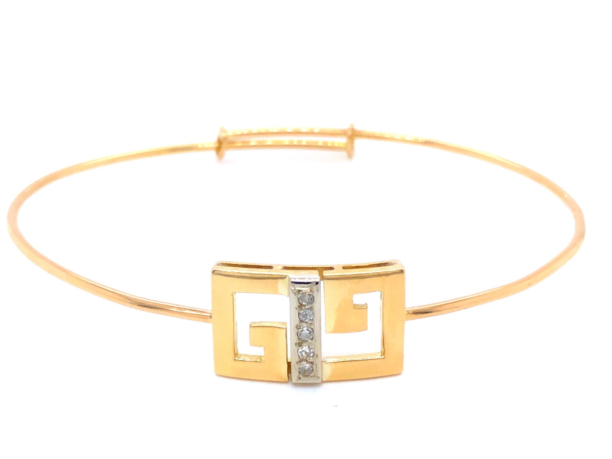 Vintage Gucci Logo Gold and Diamond Bracelet - 18k Yellow Gold