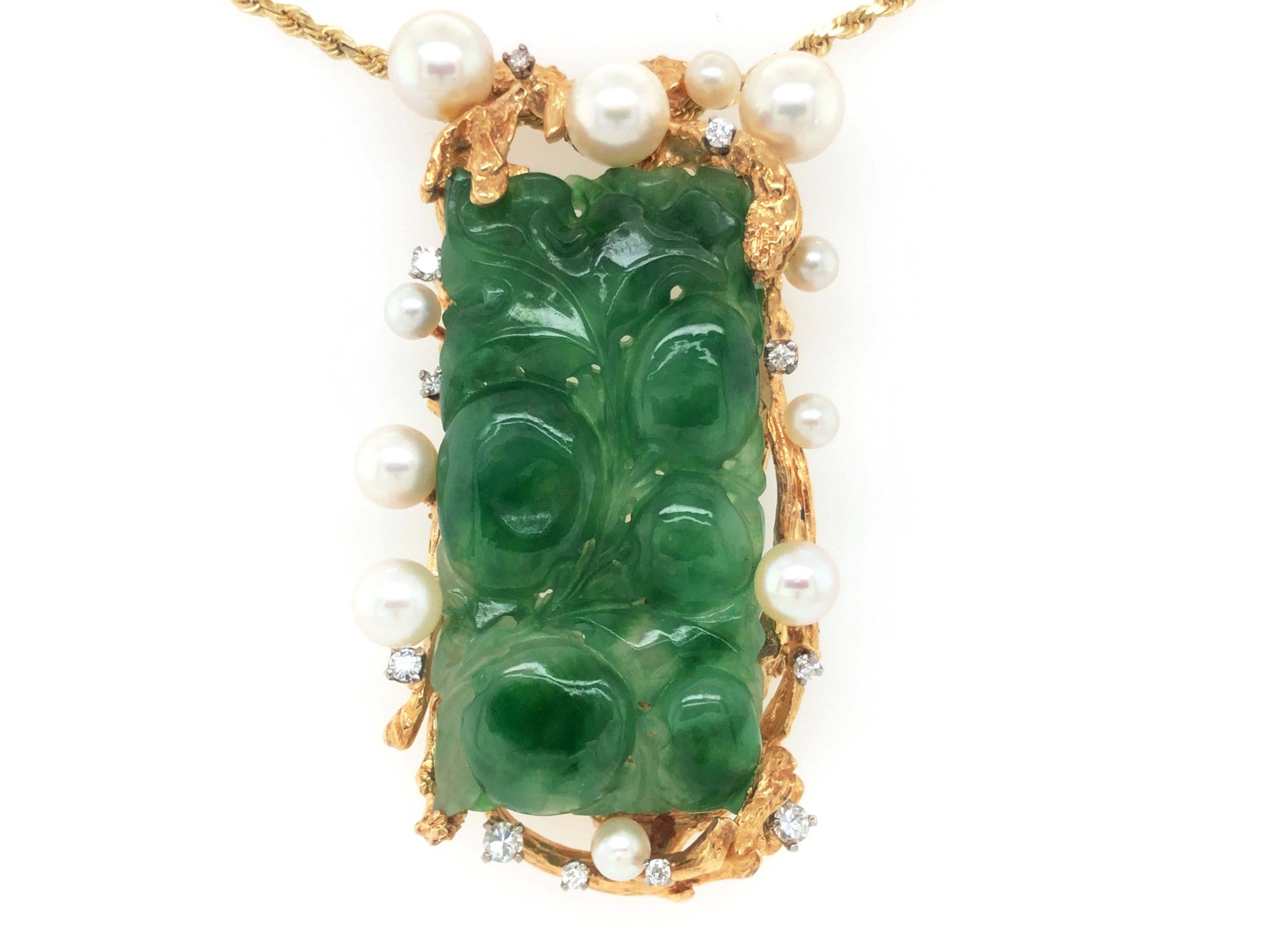 Jadeite Jade And Gold Jewelry Vintage Green Jadeite Jade, Diamond