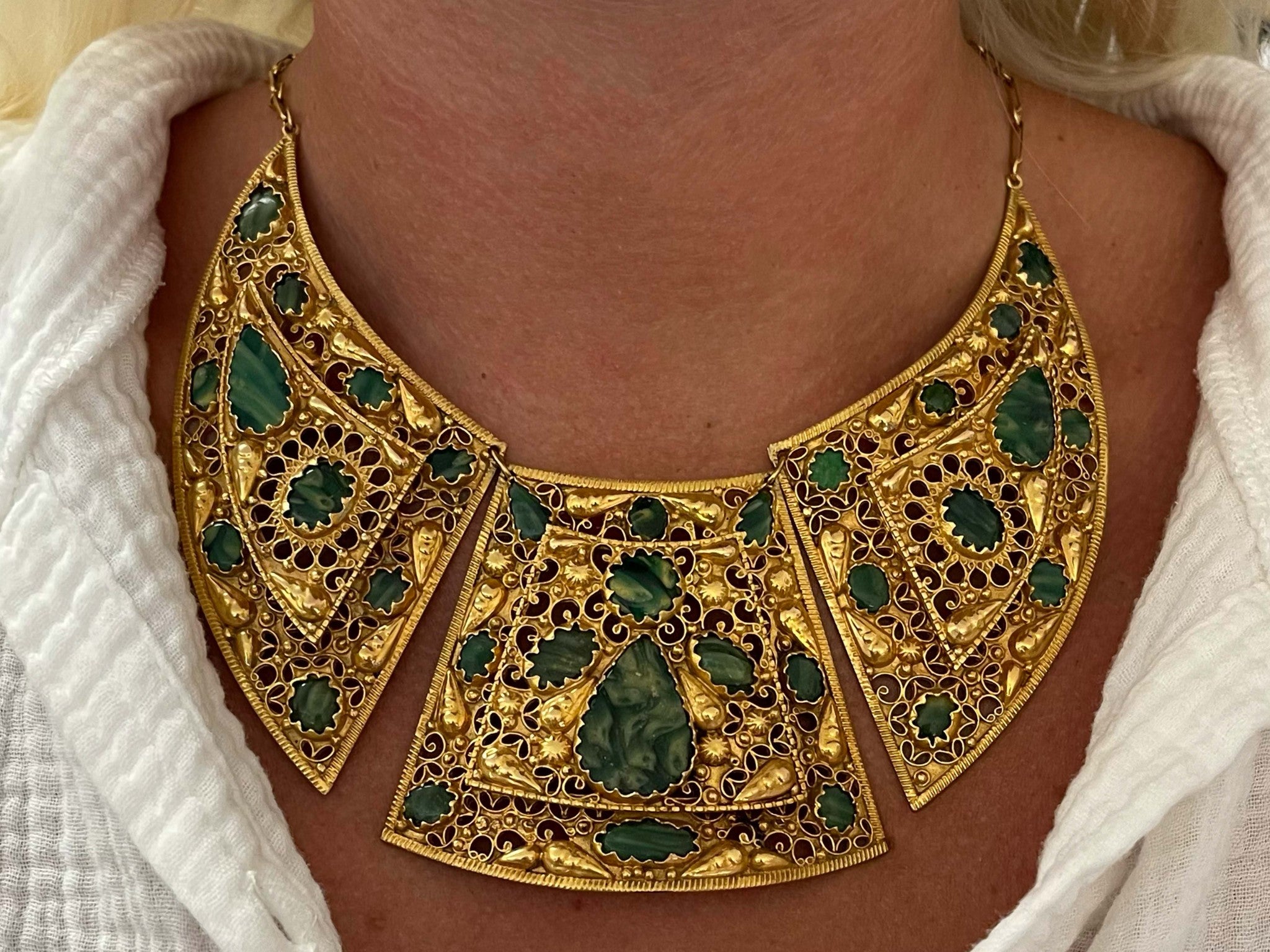Buy Traditional Gold Green Palakka Necklace Design Kerala Palakka Mala Buy  Online