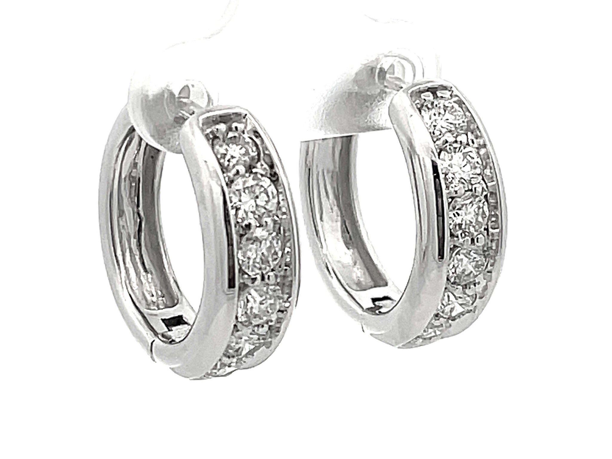 2 Carat Diamond Hoop Earrings in 10k White Gold