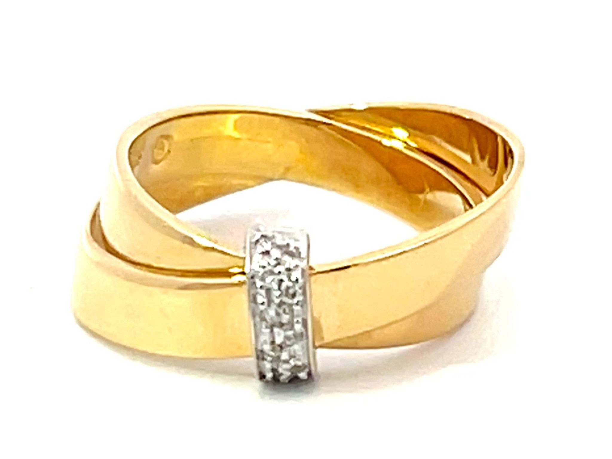 Double Band Diamond Center Ring in 18K Yellow Gold