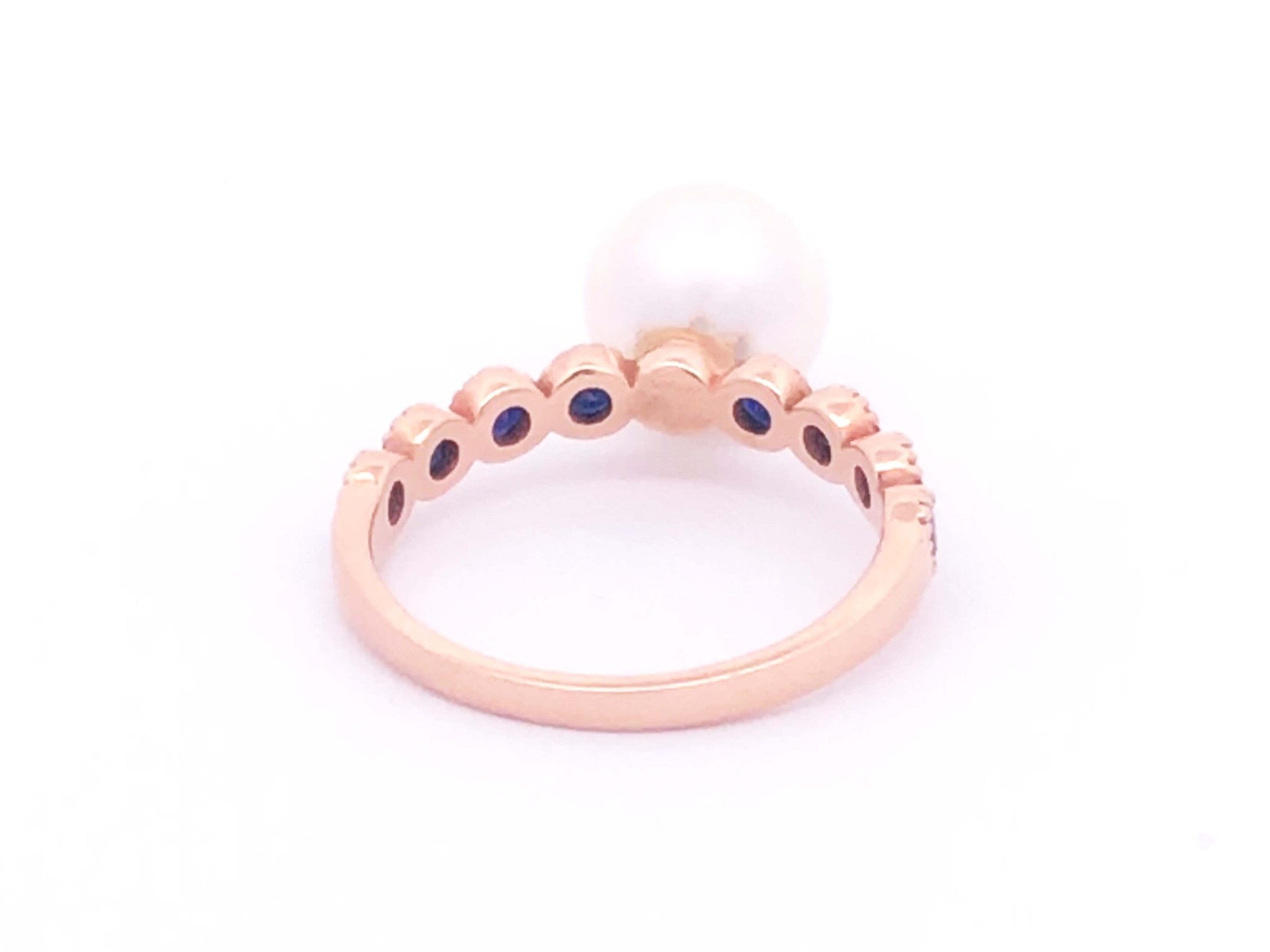 White Pearl Sapphire Ring in 14k Rose Gold