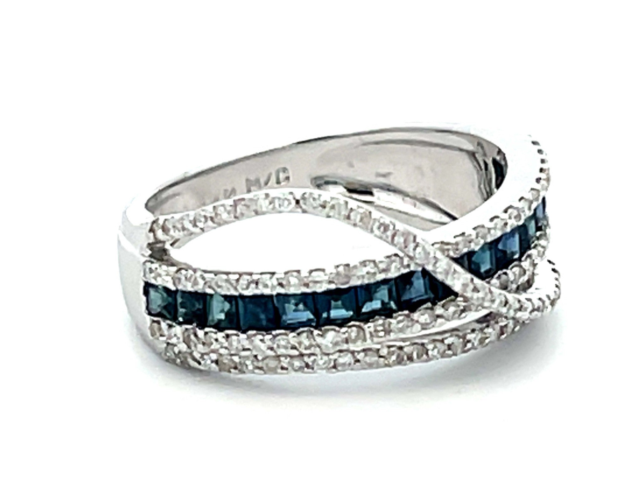 Diamond and Sapphire Ring in 14k White Gold