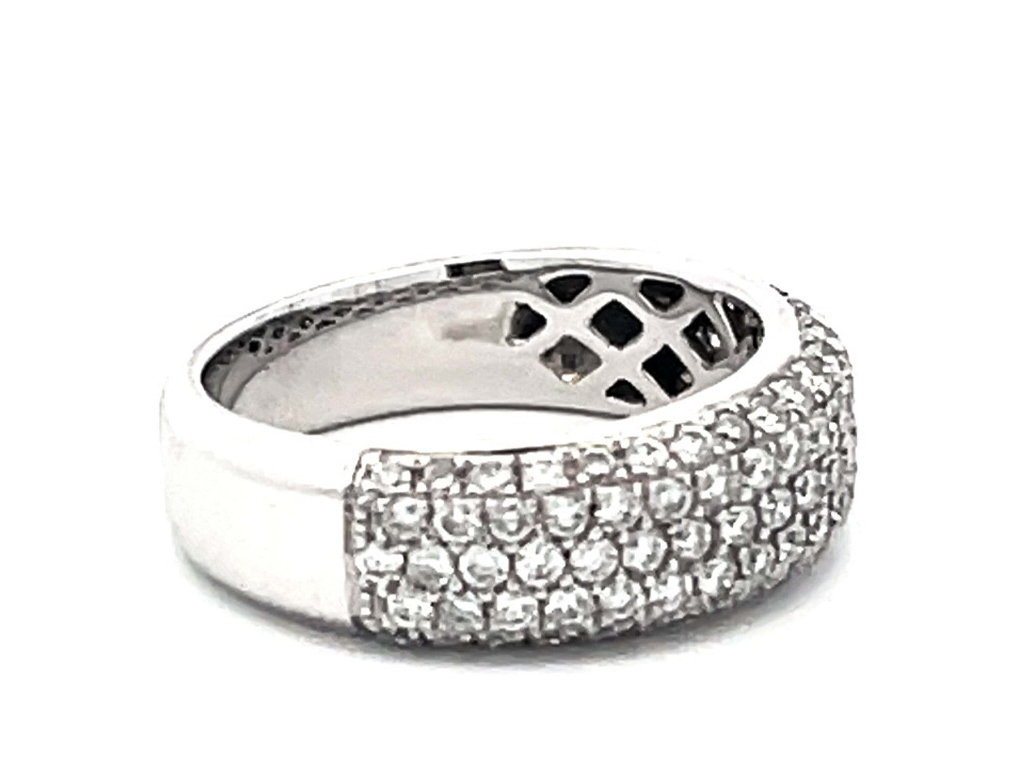 Diamond Studded Band Ring 14k White Gold