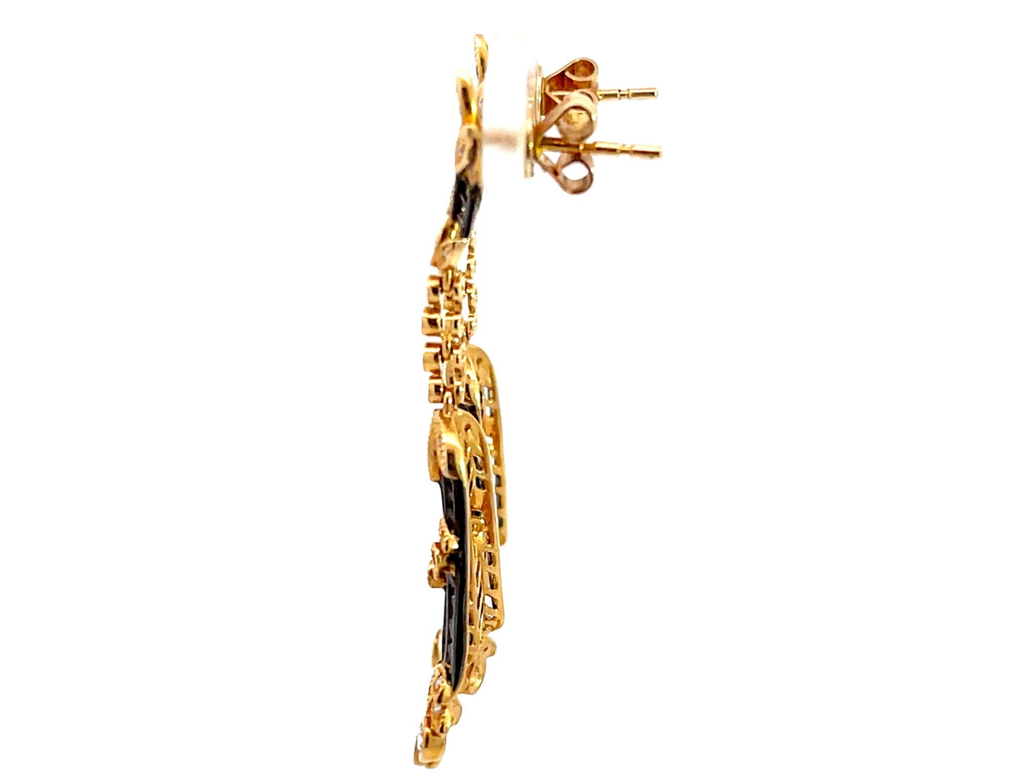 Gold Diamond Lotus Earrings in 14k Yellow Gold