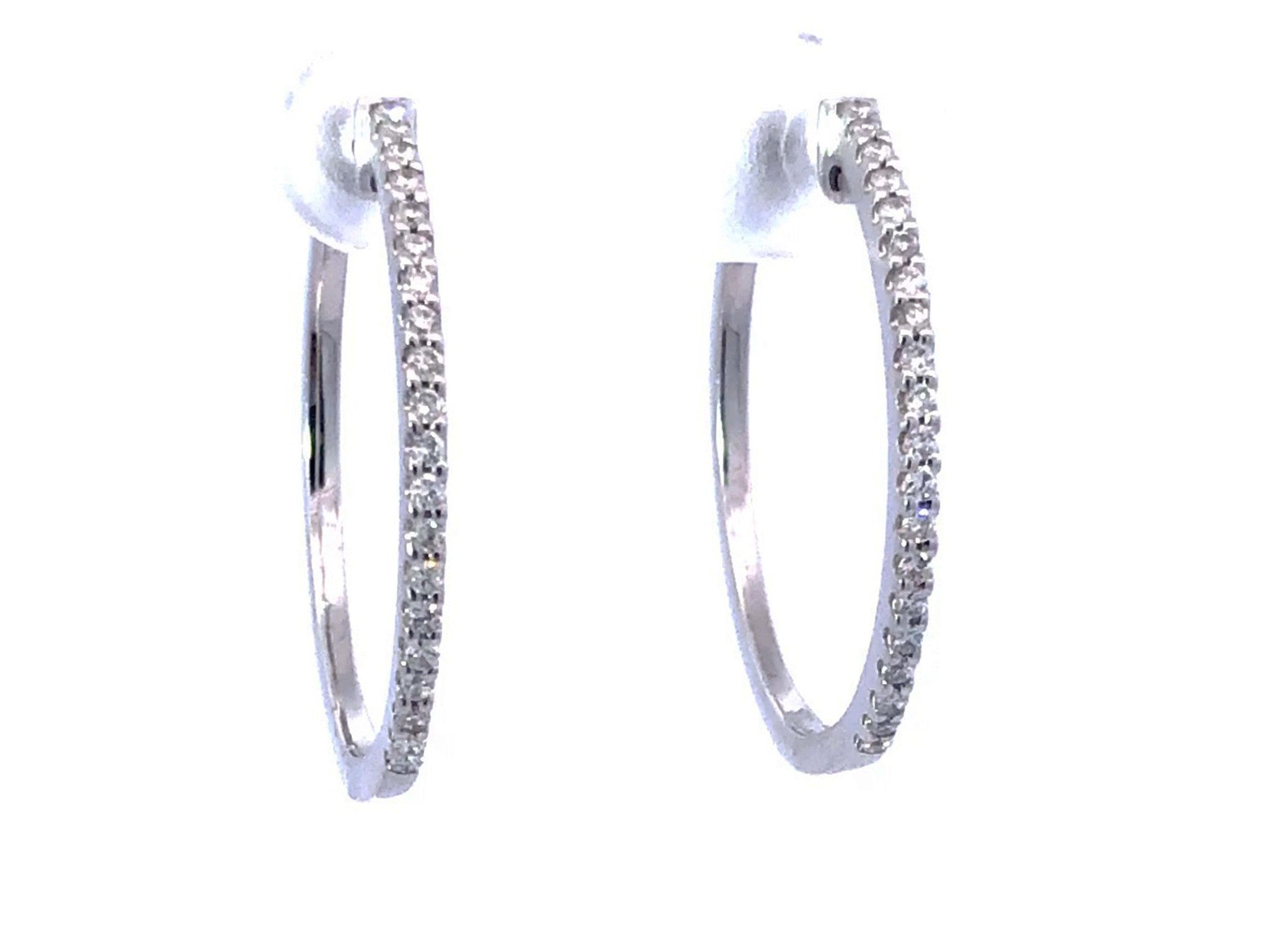 Diamond Hoop Earrings in 18K White Gold