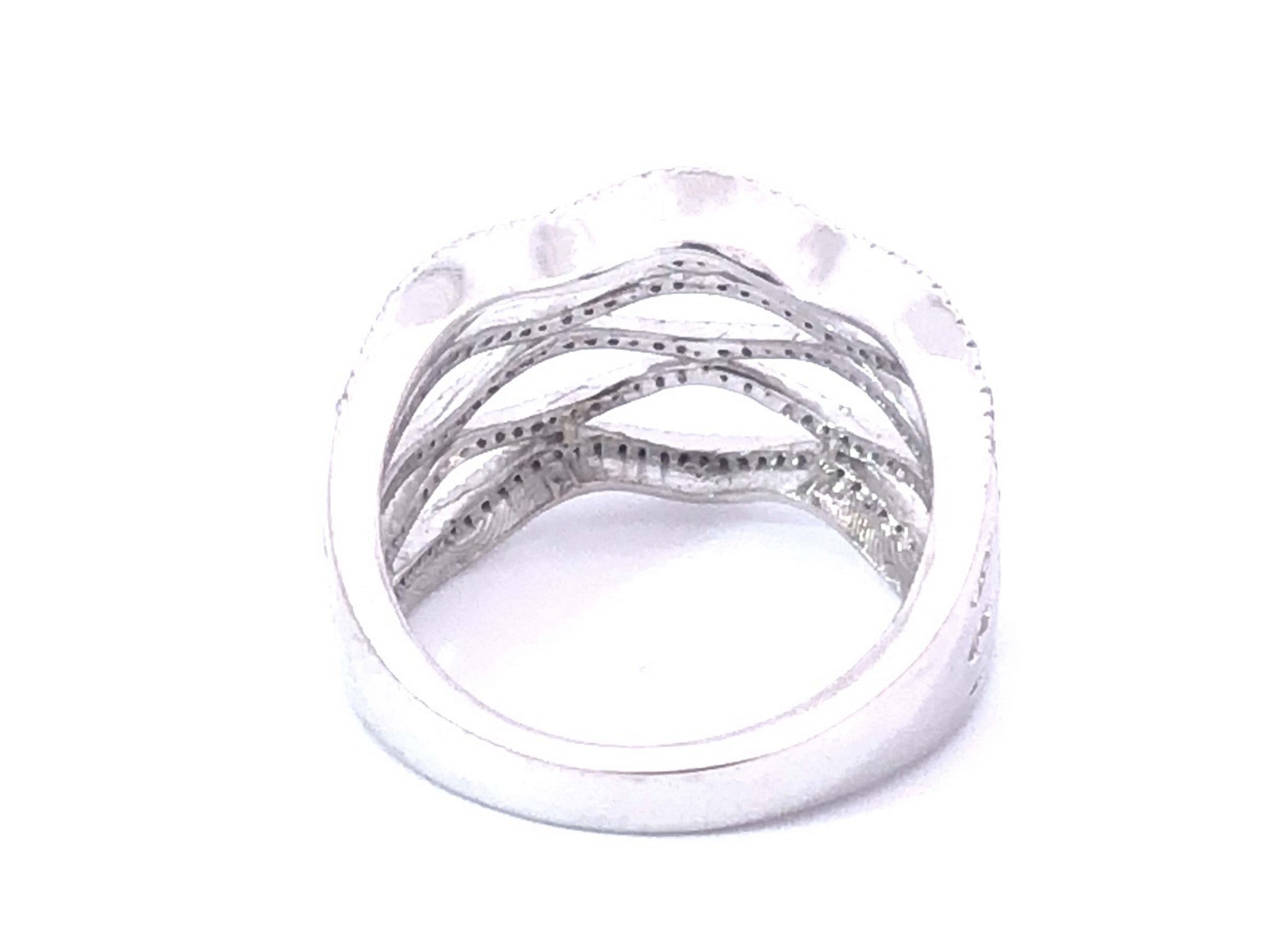 Wavy Multi Row Diamond Ring 14k White Gold