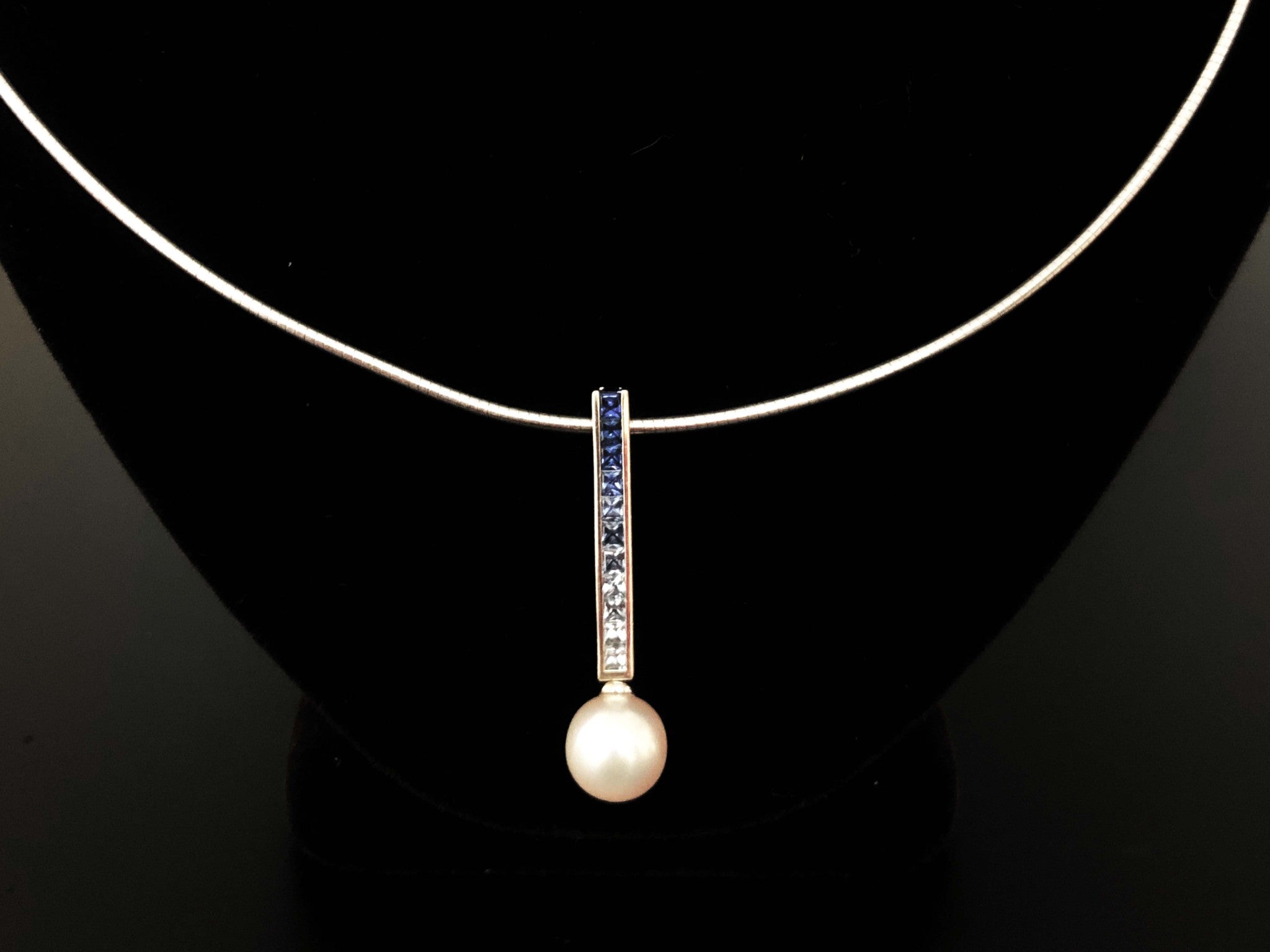 Mikimoto Blue Sapphire & Akoya Pearl Ocean Necklace in 18k White Gold