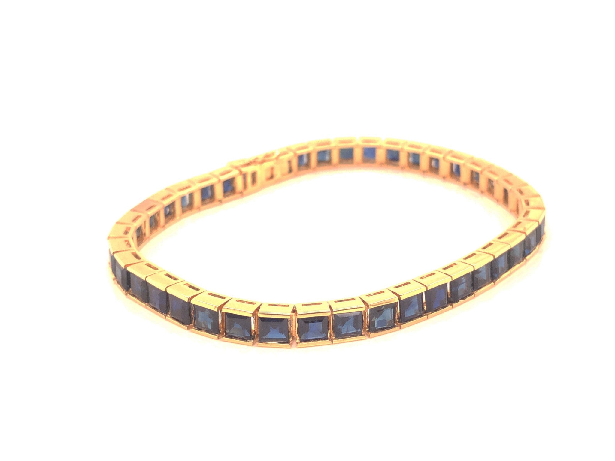 Blue Sapphire Tennis Bracelet in 14k Yellow Gold