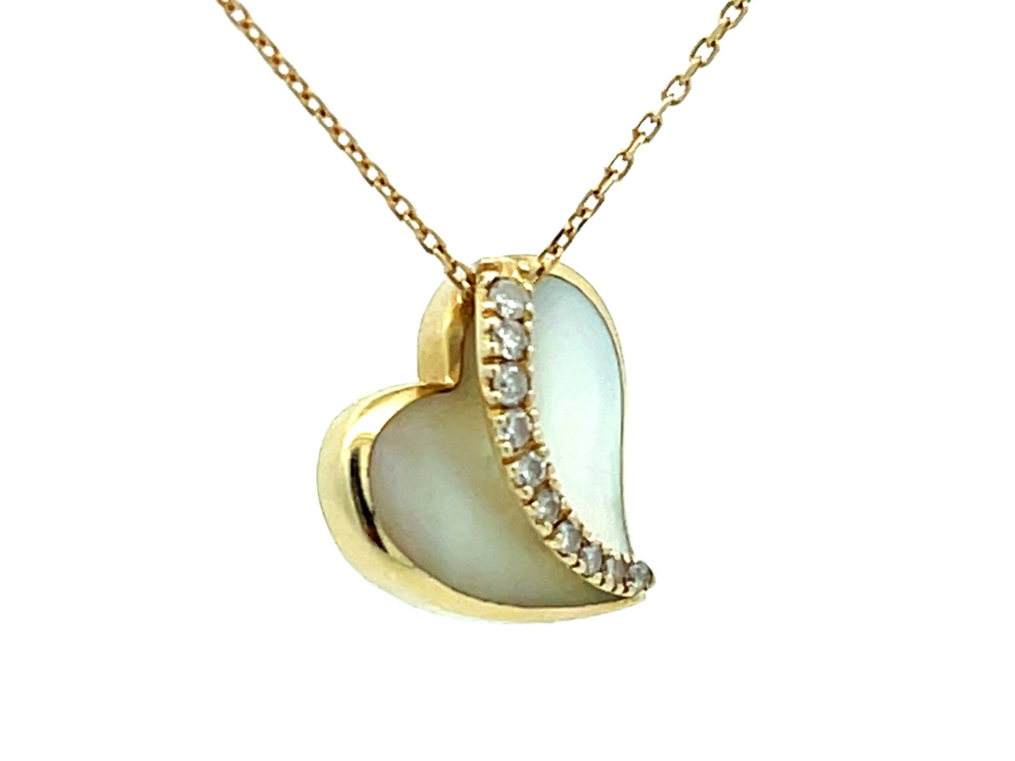 Na Hoku Diamond Heart Necklace in 14k Yellow Gold