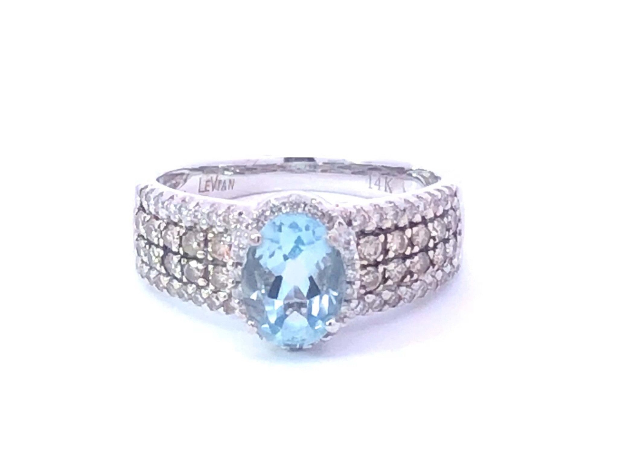 LeVian Aquamarine and Diamond Statement Ring in 14k White Gold