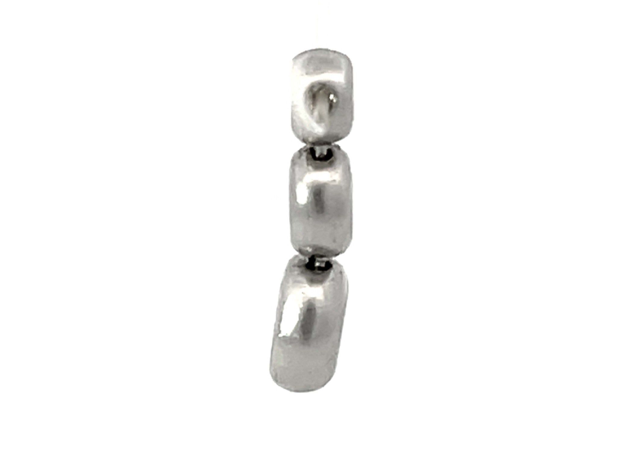 Triple Diamond Bead Drop Necklace Solid 14k White Gold