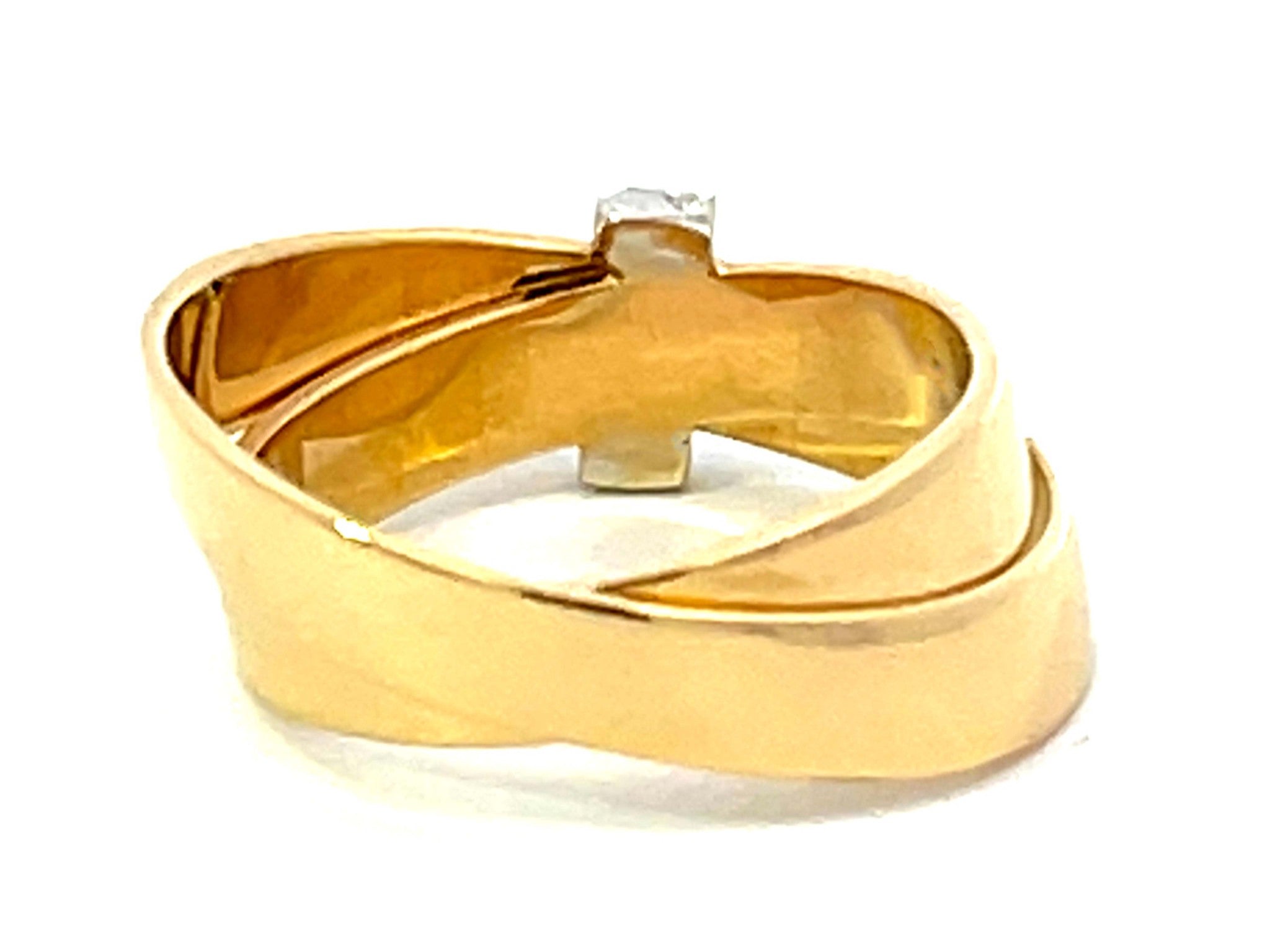 Double Band Diamond Center Ring in 18K Yellow Gold