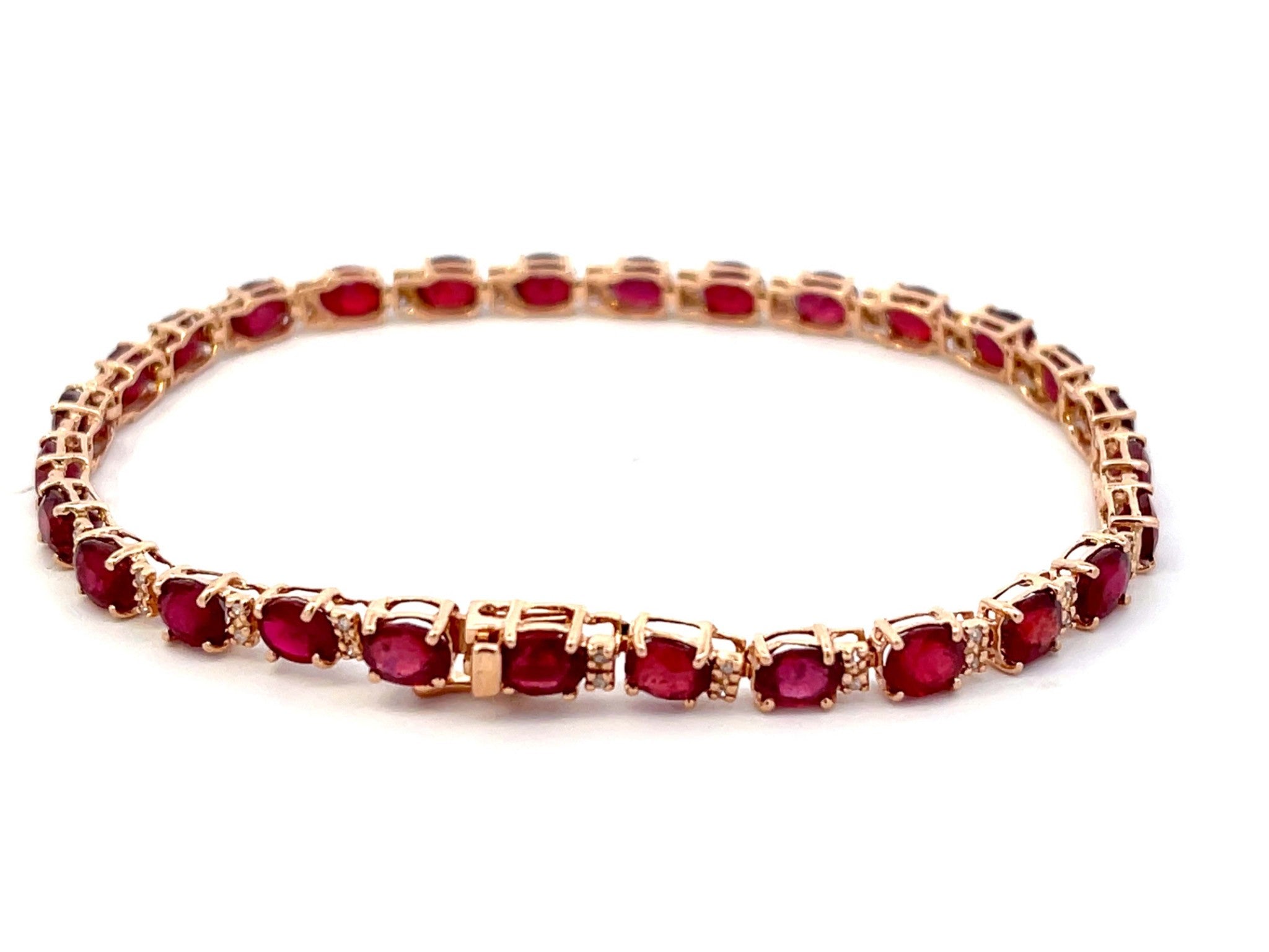 Effy Oval Red Ruby and Diamond Tennis Bracelet in 14k Rose Gold