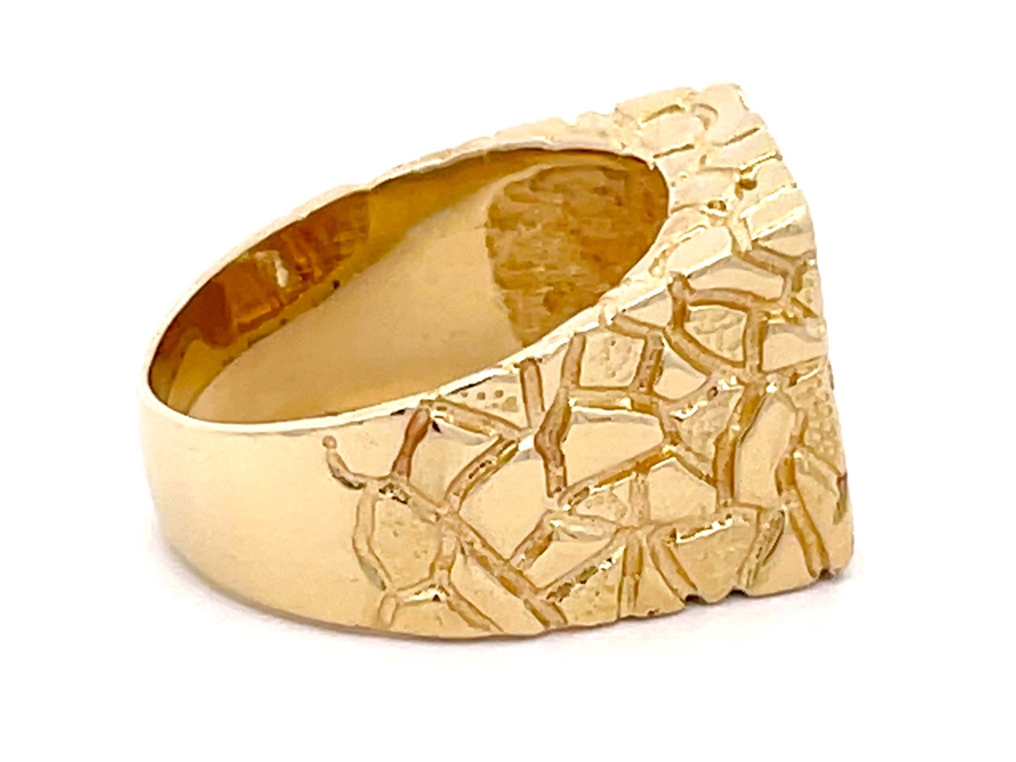 Gold Nugget Diamond Ring 14k Yellow Gold