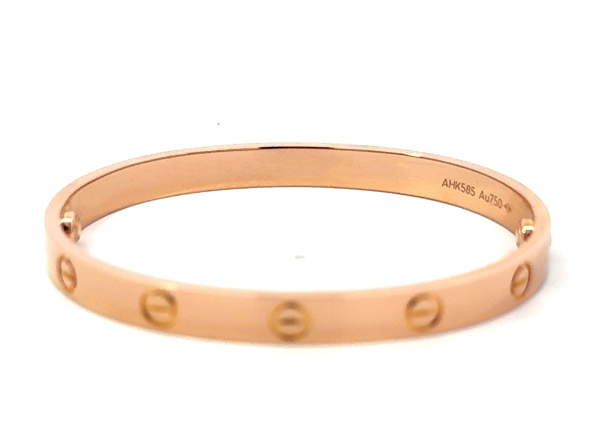 Cartier Love Bracelet in 18K Rose Gold Size 17 With Box and Papers