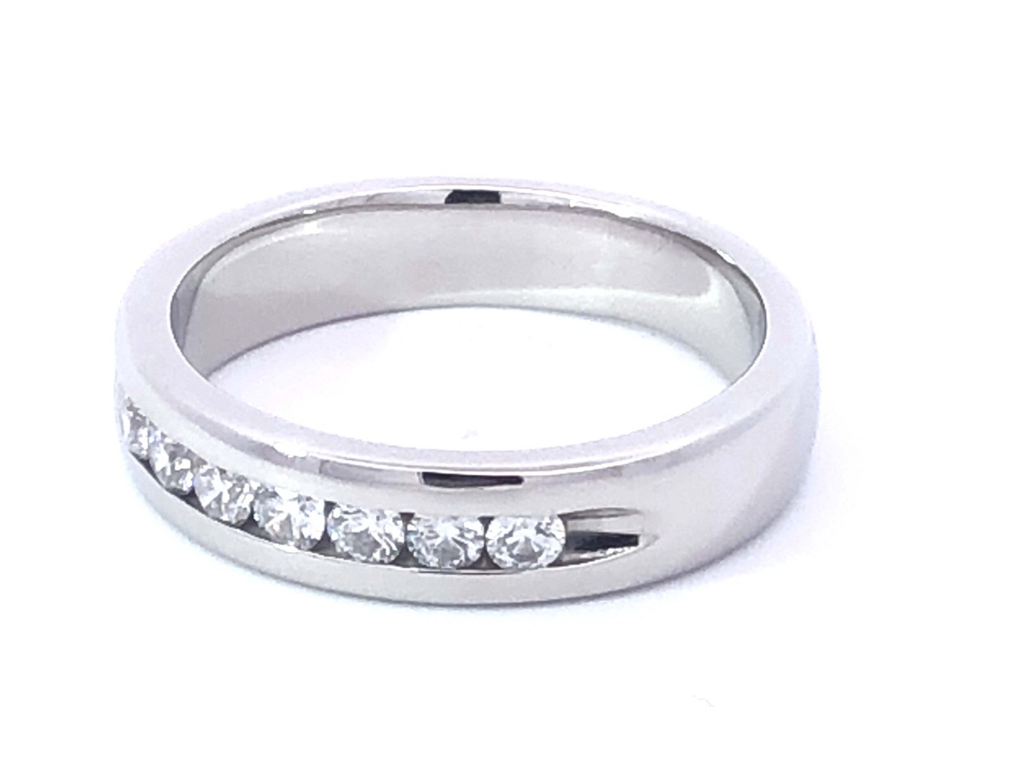 7 Diamond Channel Set Platinum Wedding Band Ring 5mm
