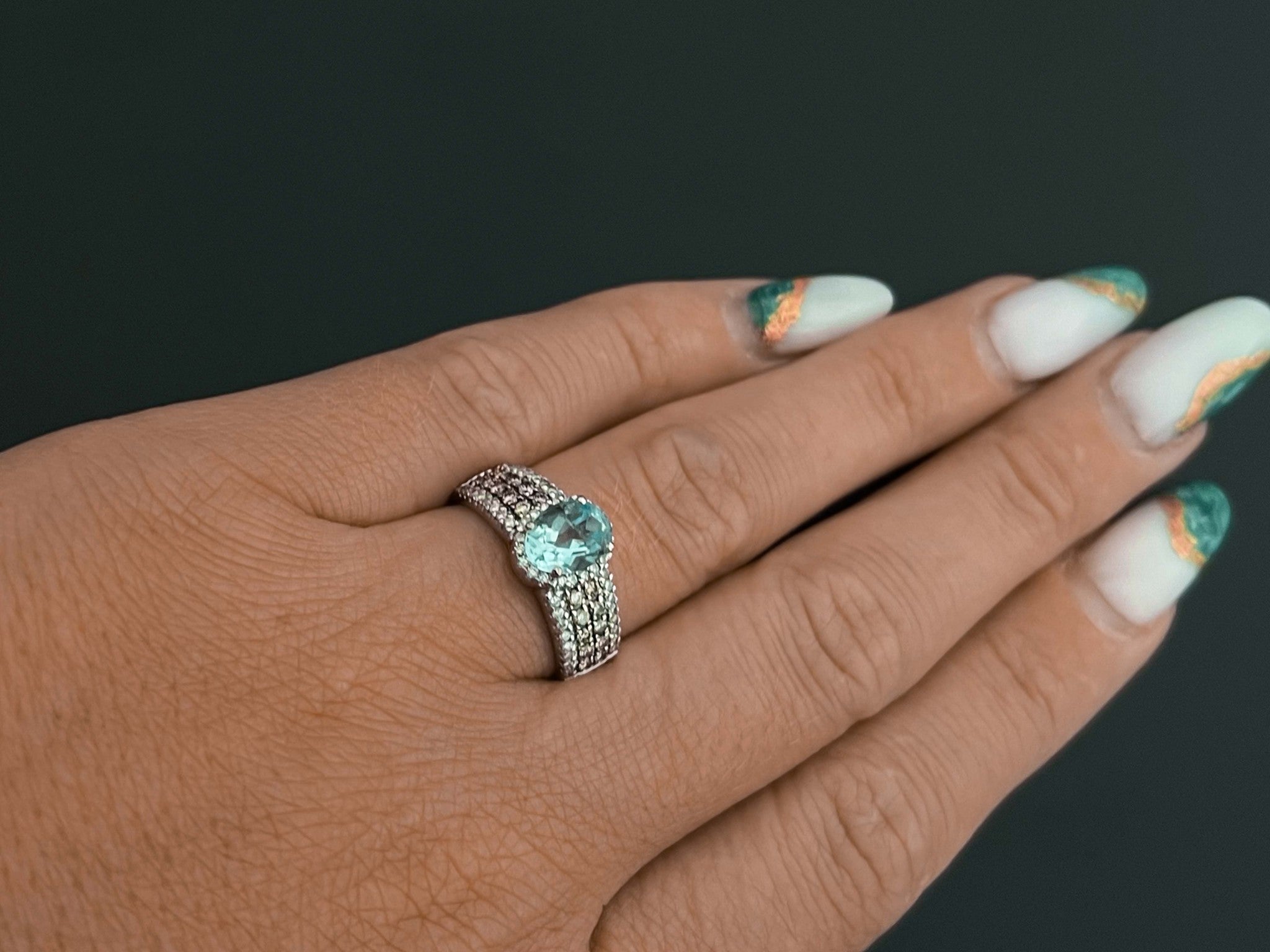LeVian Aquamarine and Diamond Statement Ring in 14k White Gold
