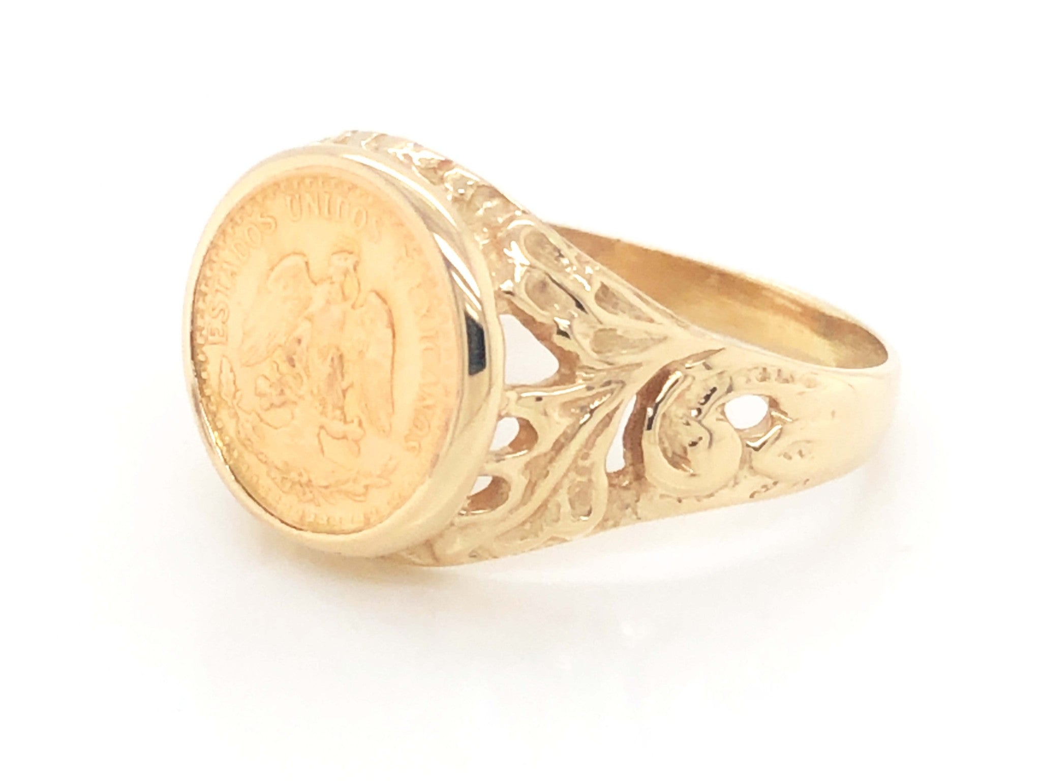 Dos Pesos Gold Coin Ring in 10k Yellow Gold