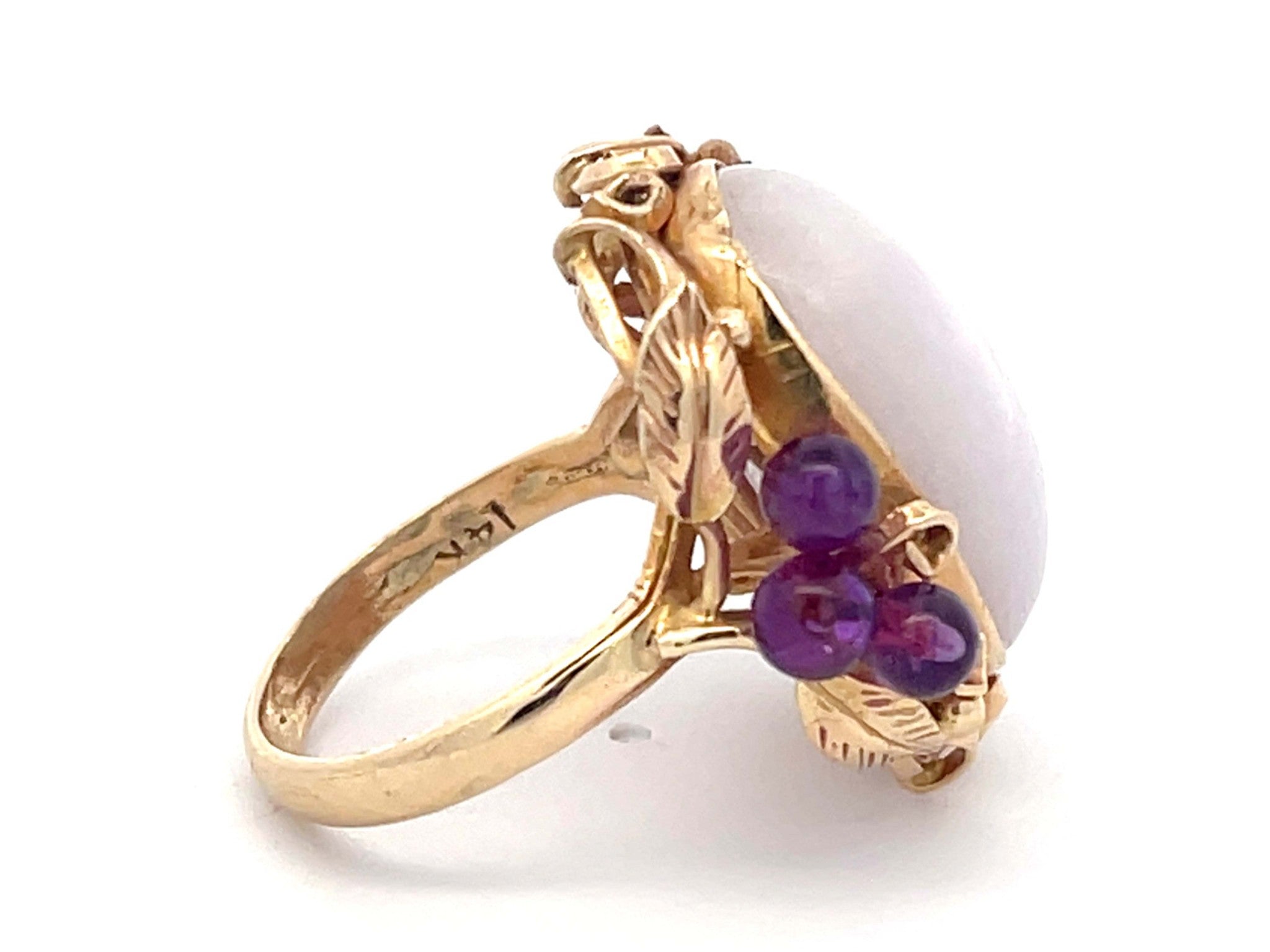 Mings Lavender Jade and Purple Amethyst Ring in 14k Yellow Gold
